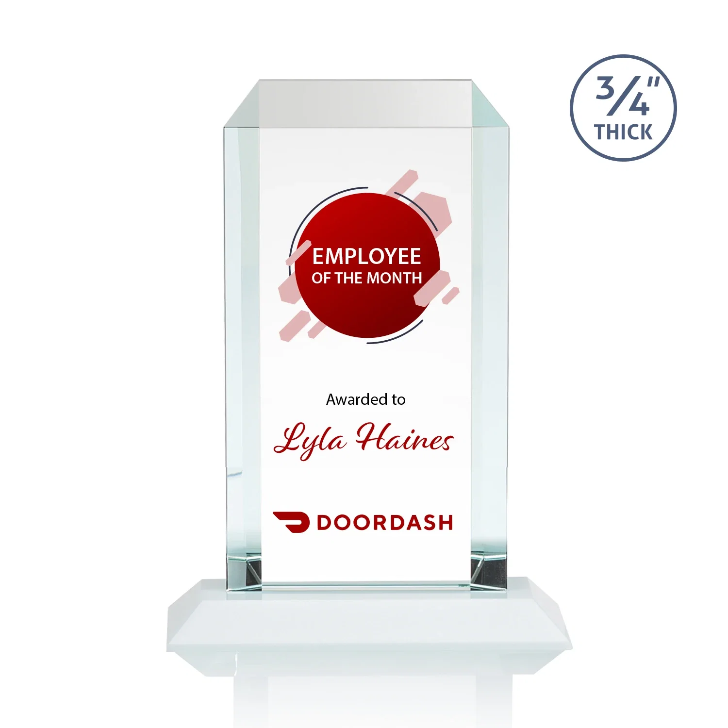 Custom engraved Starfire Crystal Tower Award With Etch or Full-Color Print for graduation ceremonies