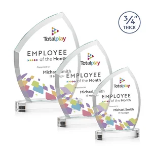 Starfire Crystal Award with a Thick Curved Beveled Frame