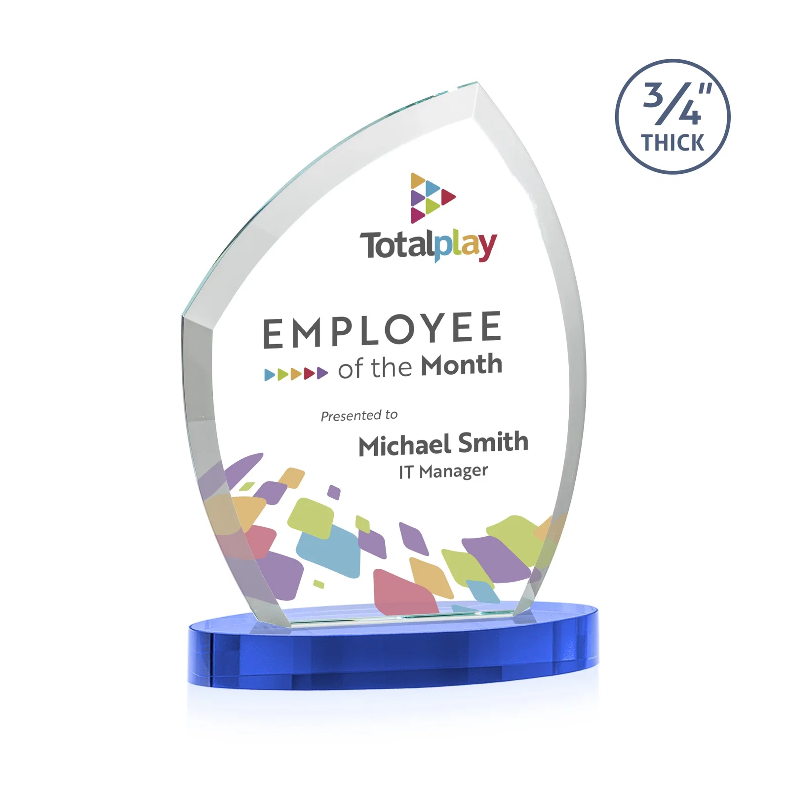 Promotional Starfire Crystal Award with a Thick Curved Beveled Frame, awards for graduation ceremonies
