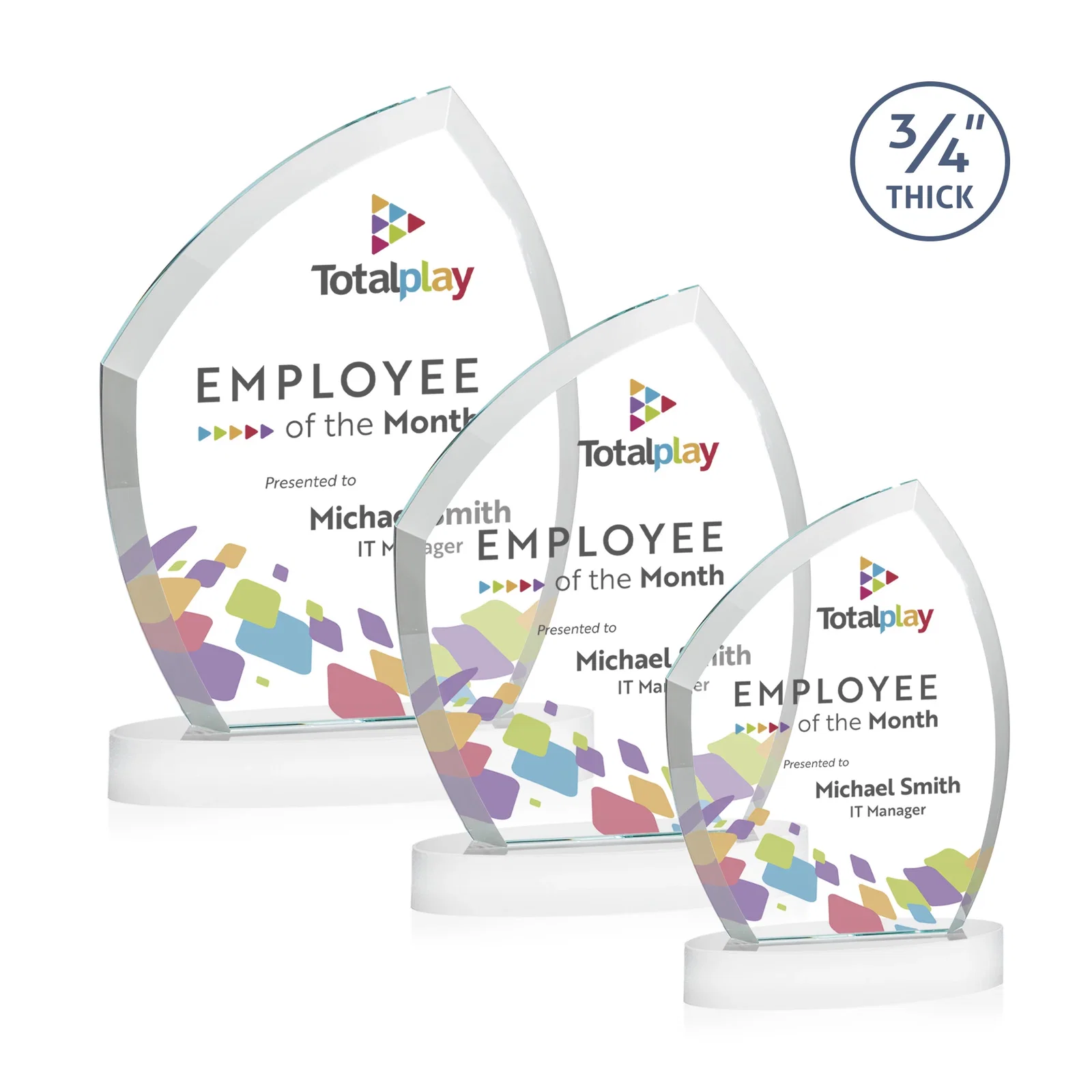 Promotional Starfire Crystal Award with a Thick Curved Beveled Frame, awards for safety achievement programs