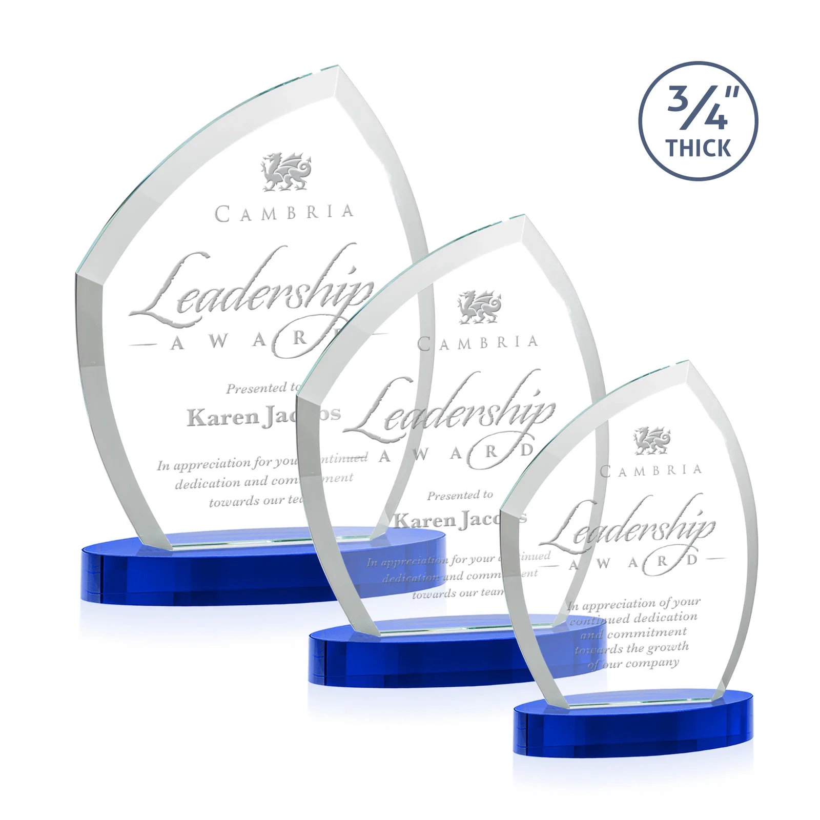 Custom printed Starfire Crystal Award with a Thick Curved Beveled Frame, awards for safety achievement programs