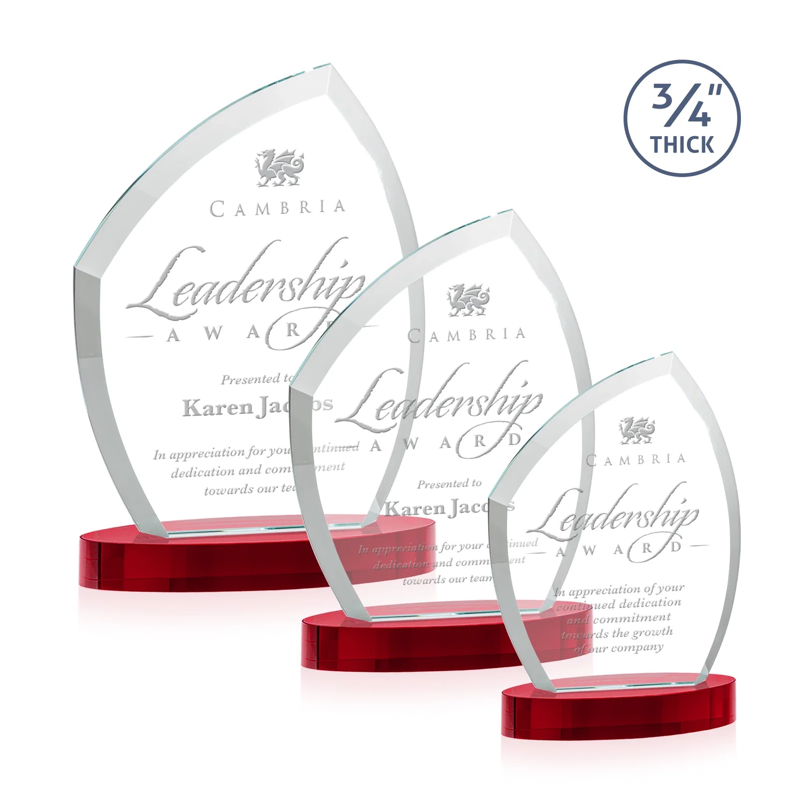 Customized Starfire Crystal Award with a Thick Curved Beveled Frame, awards for employee recognition