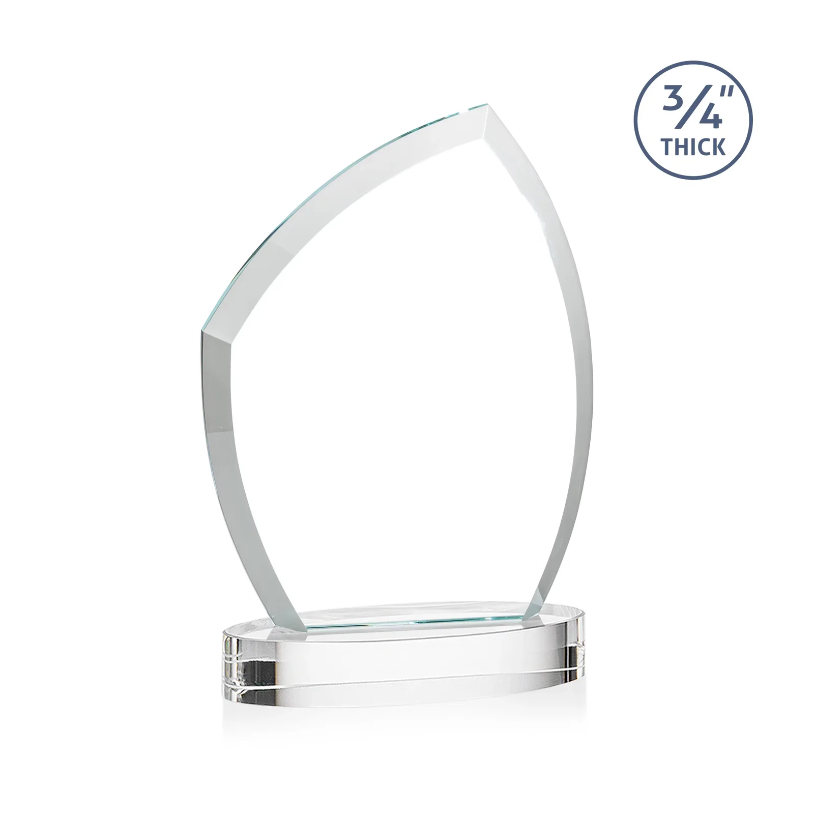 Custom engraved Starfire Crystal Award with a Thick Curved Beveled Frame, awards for employee recognition