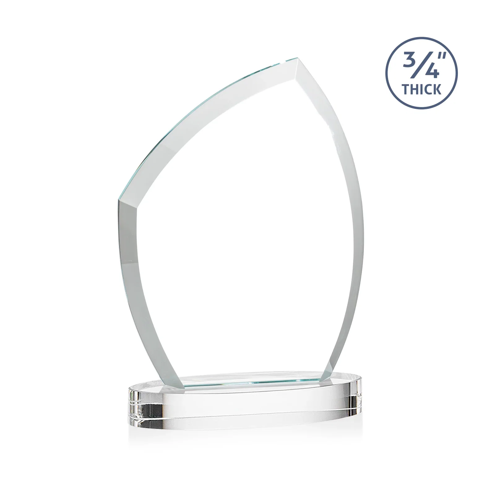 Custom engraved Starfire Crystal Award with a Thick Curved Beveled Frame, awards for corporate award ceremonies