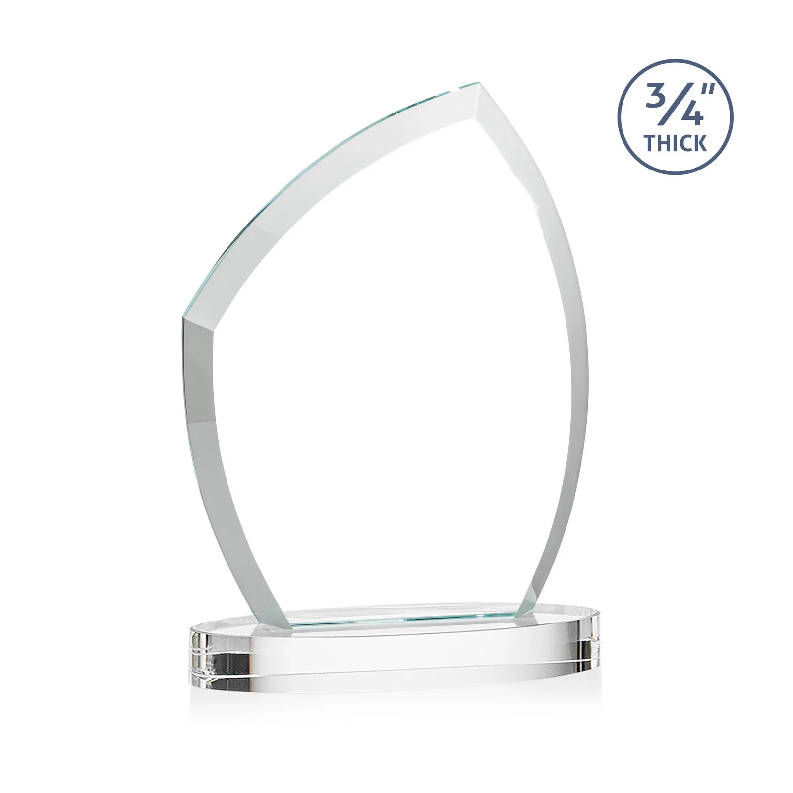 Custom engraved Starfire Crystal Award with a Thick Curved Beveled Frame, awards for service anniversary gifts