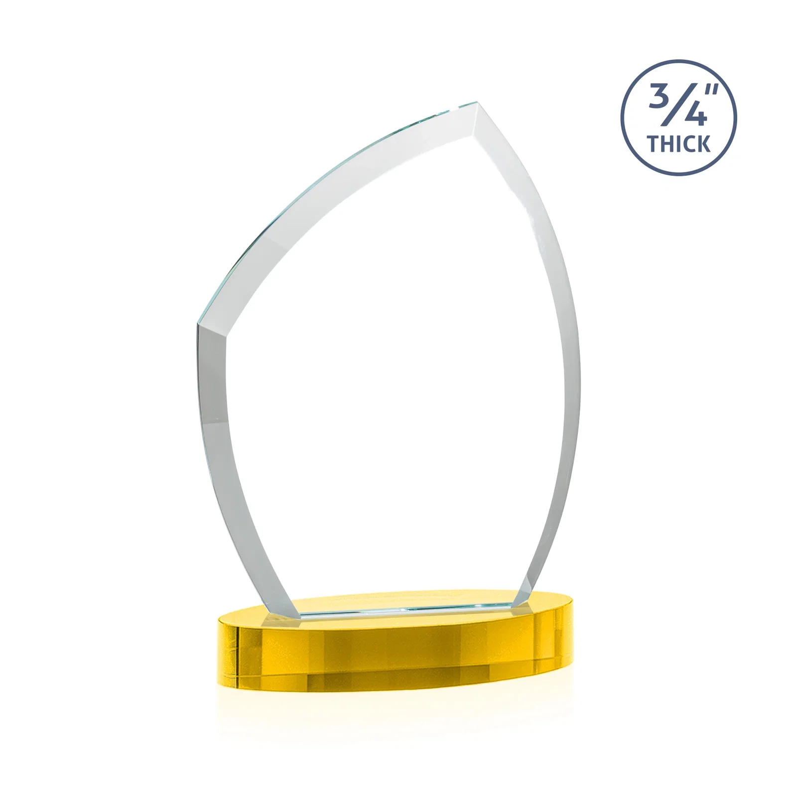 Custom engraved Starfire Crystal Award with a Thick Curved Beveled Frame, awards for donor appreciation