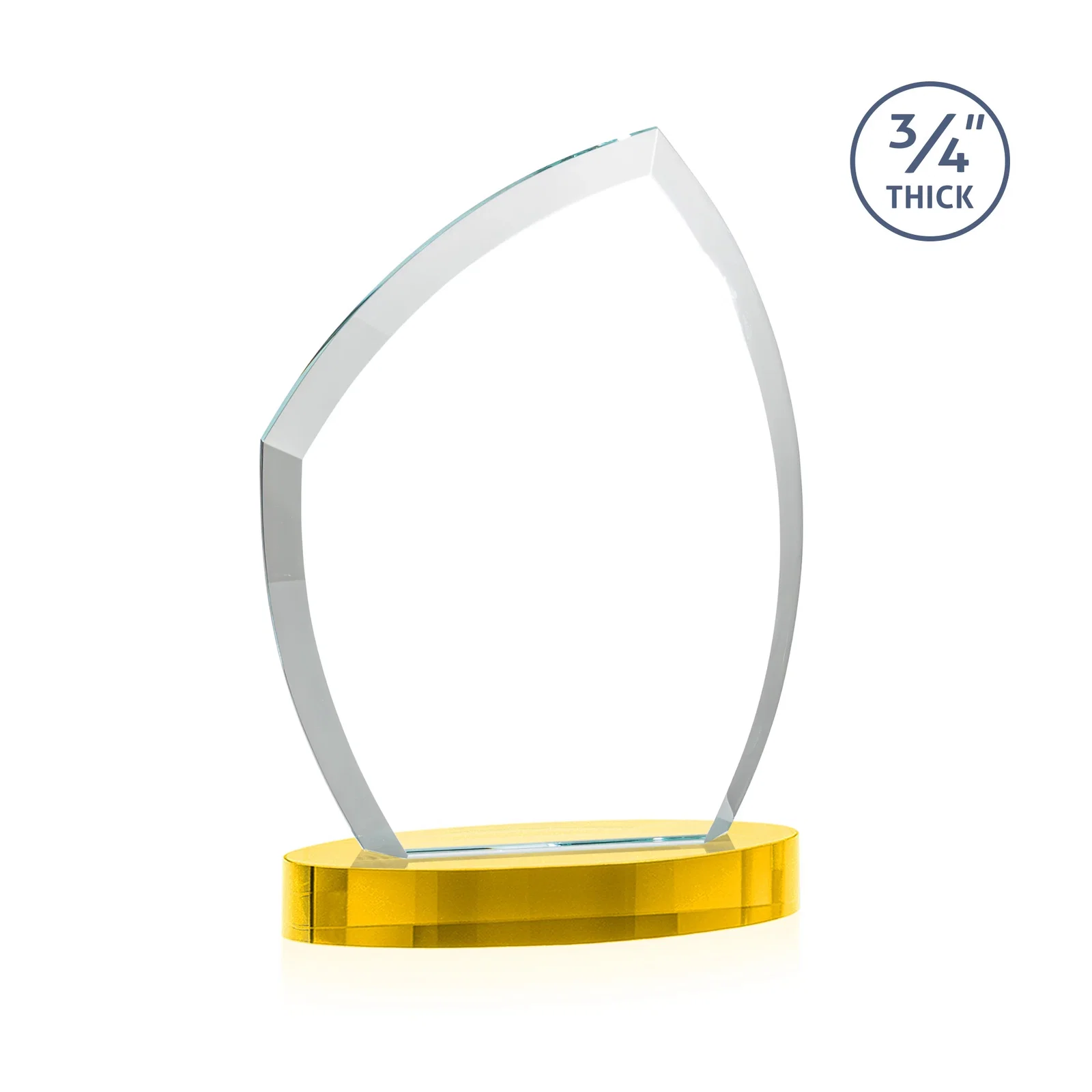 Custom engraved Starfire Crystal Award with a Thick Curved Beveled Frame, awards for graduation ceremonies
