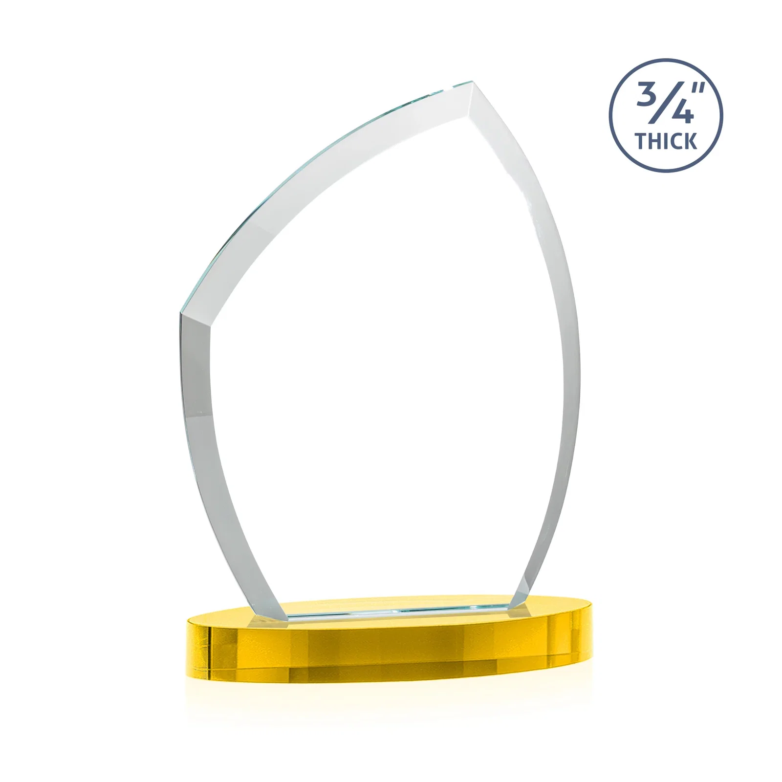 Custom engraved Starfire Crystal Award with a Thick Curved Beveled Frame, awards for safety achievement programs