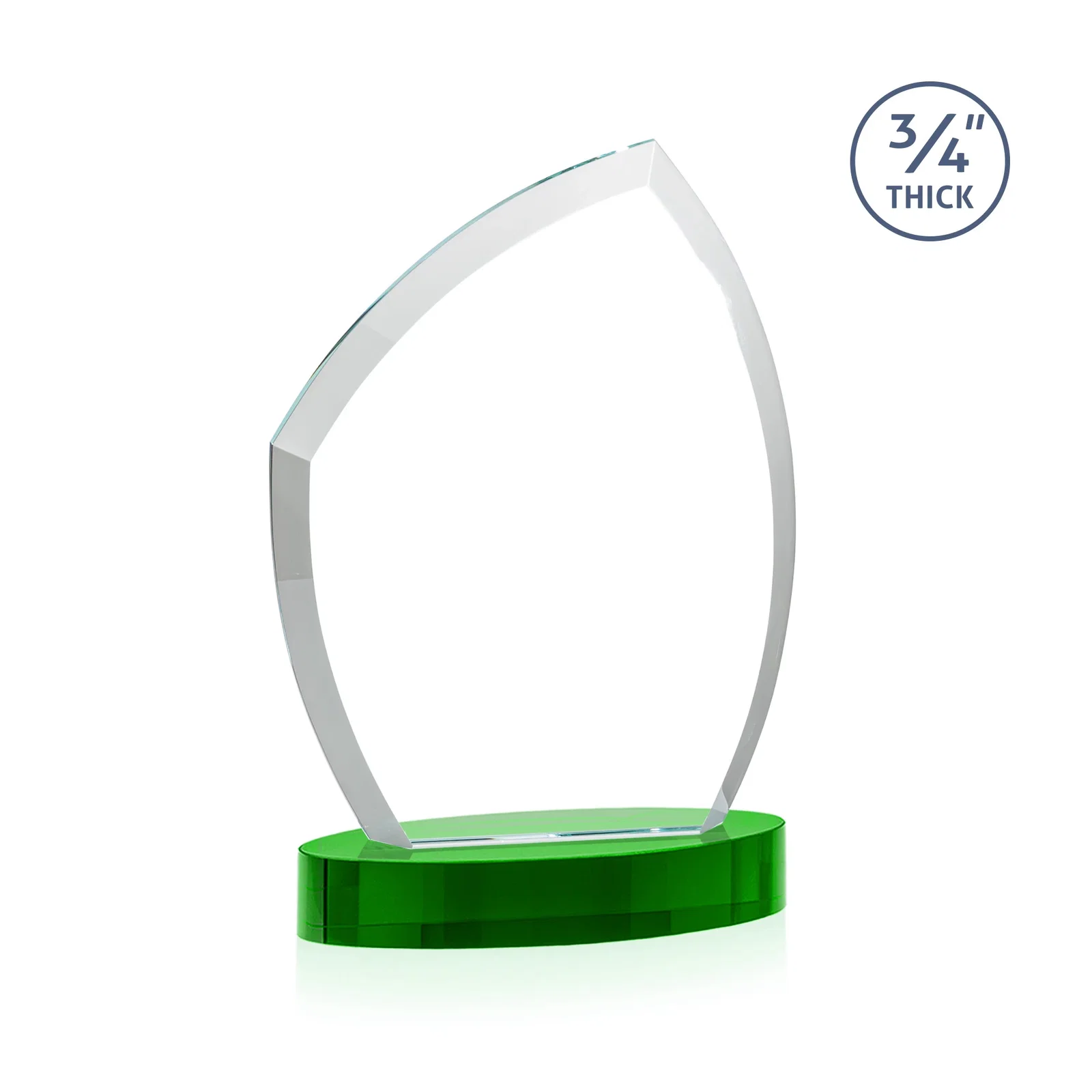 Custom engraved Starfire Crystal Award with a Thick Curved Beveled Frame, awards for volunteer appreciation