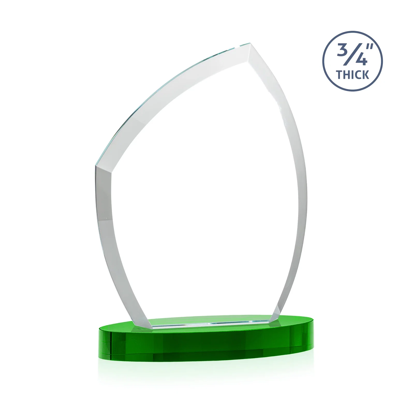 Custom engraved Starfire Crystal Award with a Thick Curved Beveled Frame, awards for company anniversary events