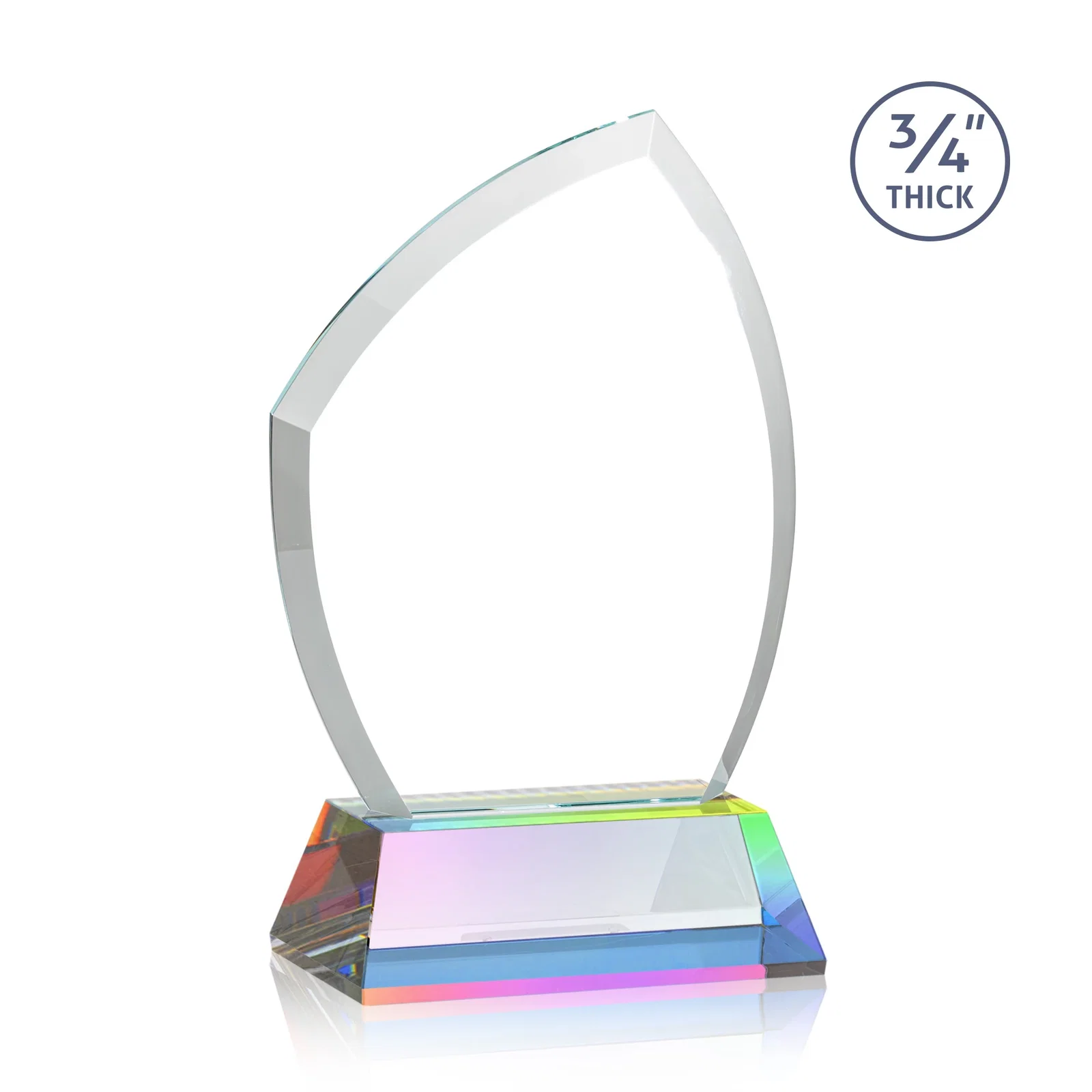 Custom Starfire Crystal Peak Award on Tall Tapered Base, awards, with your logo for company anniversary events