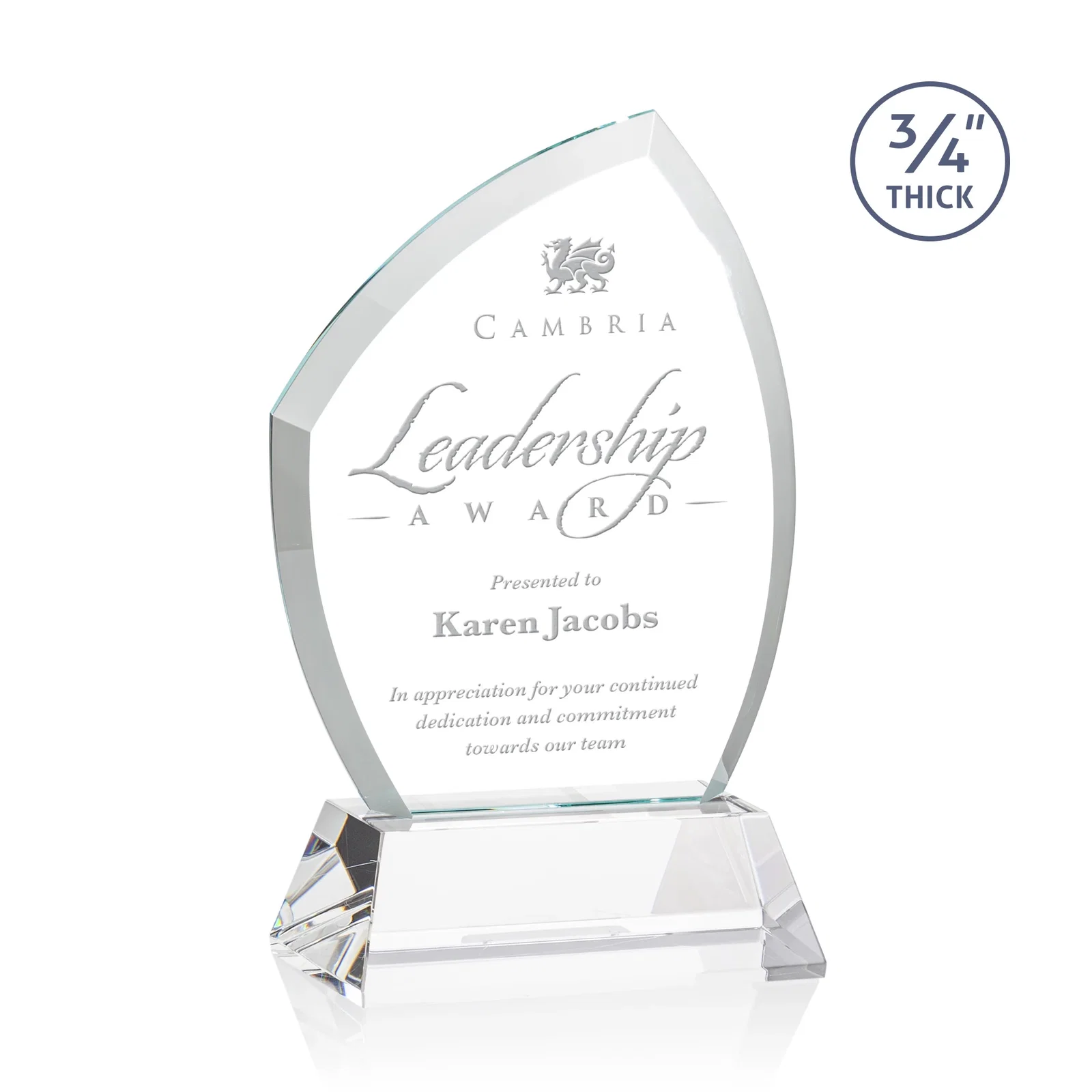 Custom Starfire Crystal Peak Award on Tall Tapered Base, awards for corporate award ceremonies
