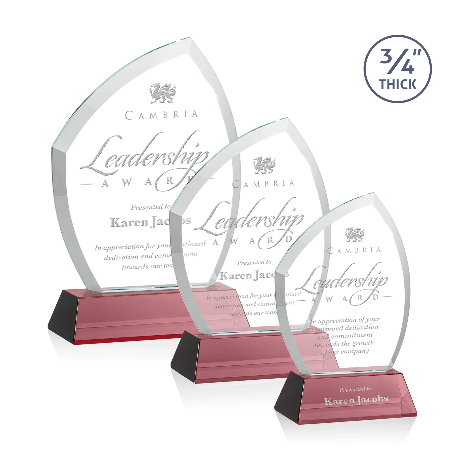 Personalized Starfire Crystal Peak Award on Tall Tapered Base, awards for safety achievement programs