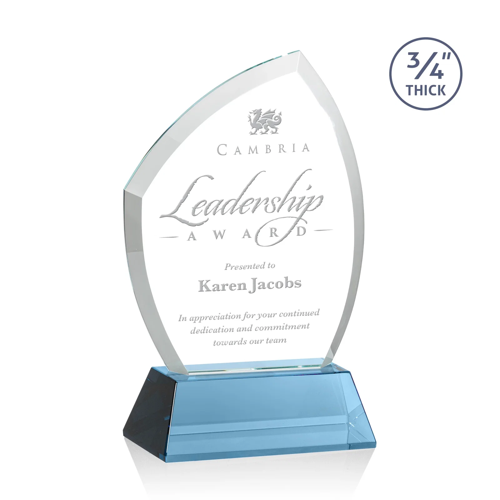 Promotional Starfire Crystal Peak Award on Tall Tapered Base, awards for employee recognition