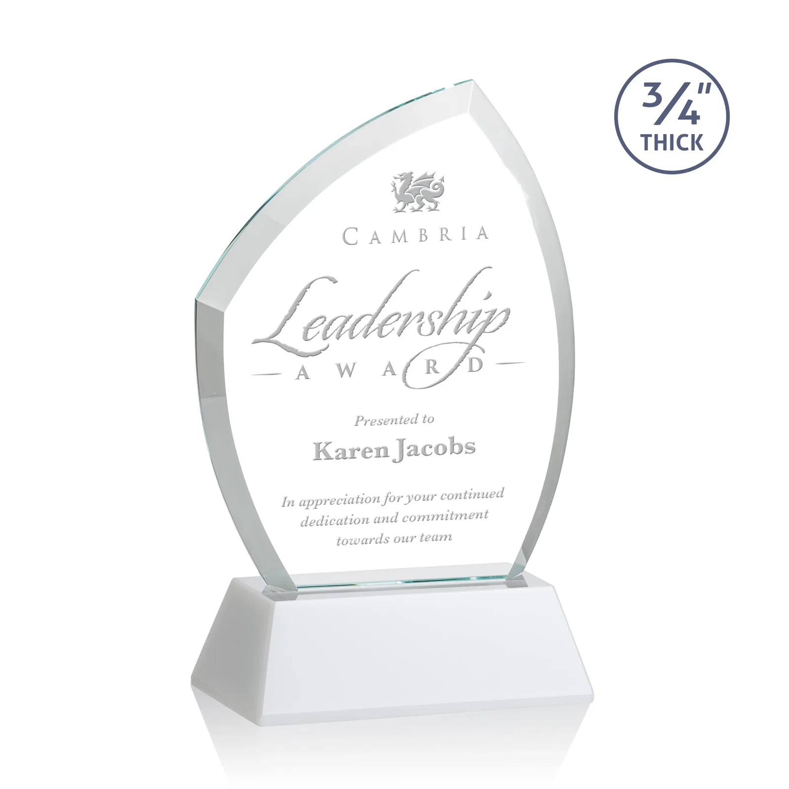 Promotional Starfire Crystal Peak Award on Tall Tapered Base, awards for retirement presentations