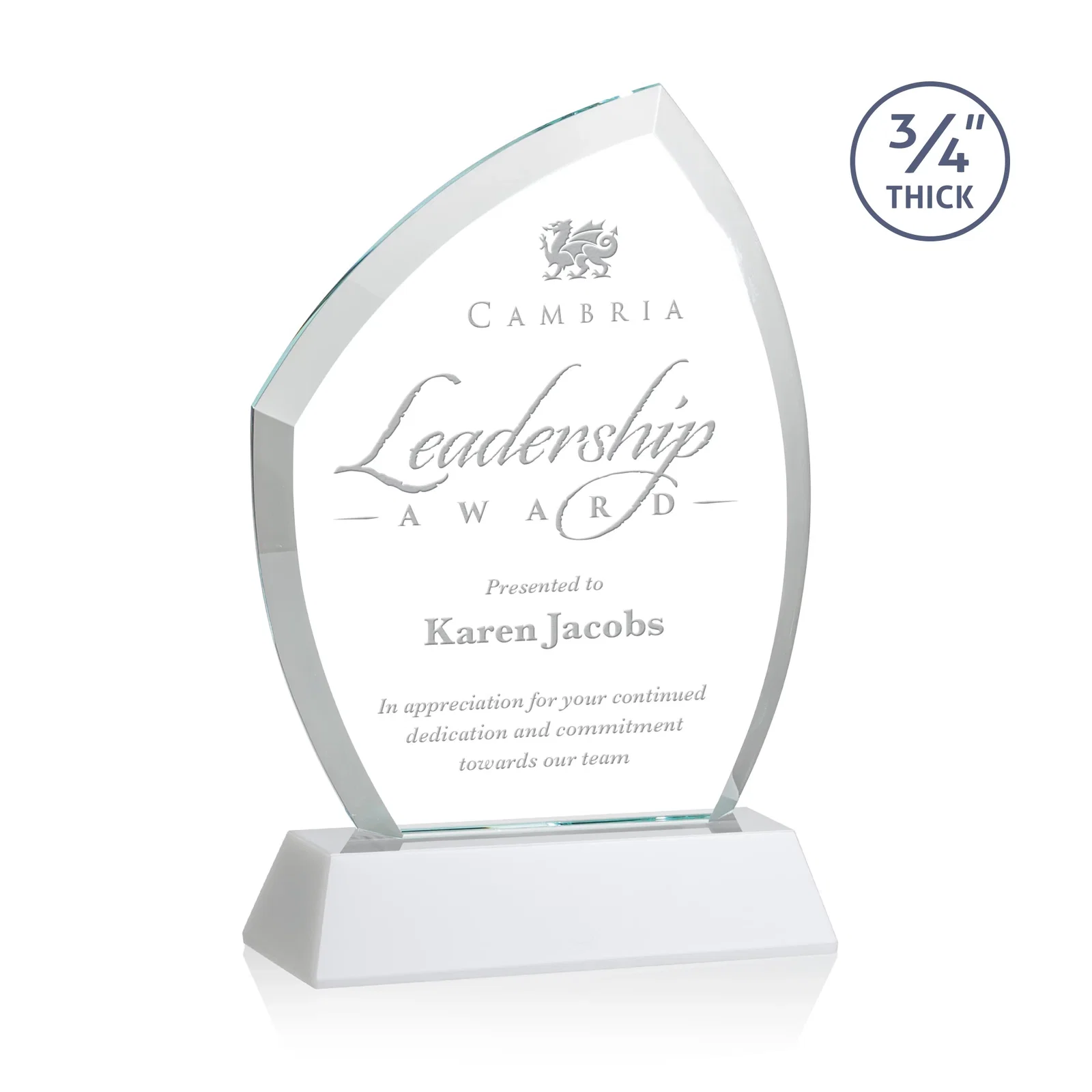 Promotional Starfire Crystal Peak Award on Tall Tapered Base, awards for donor appreciation