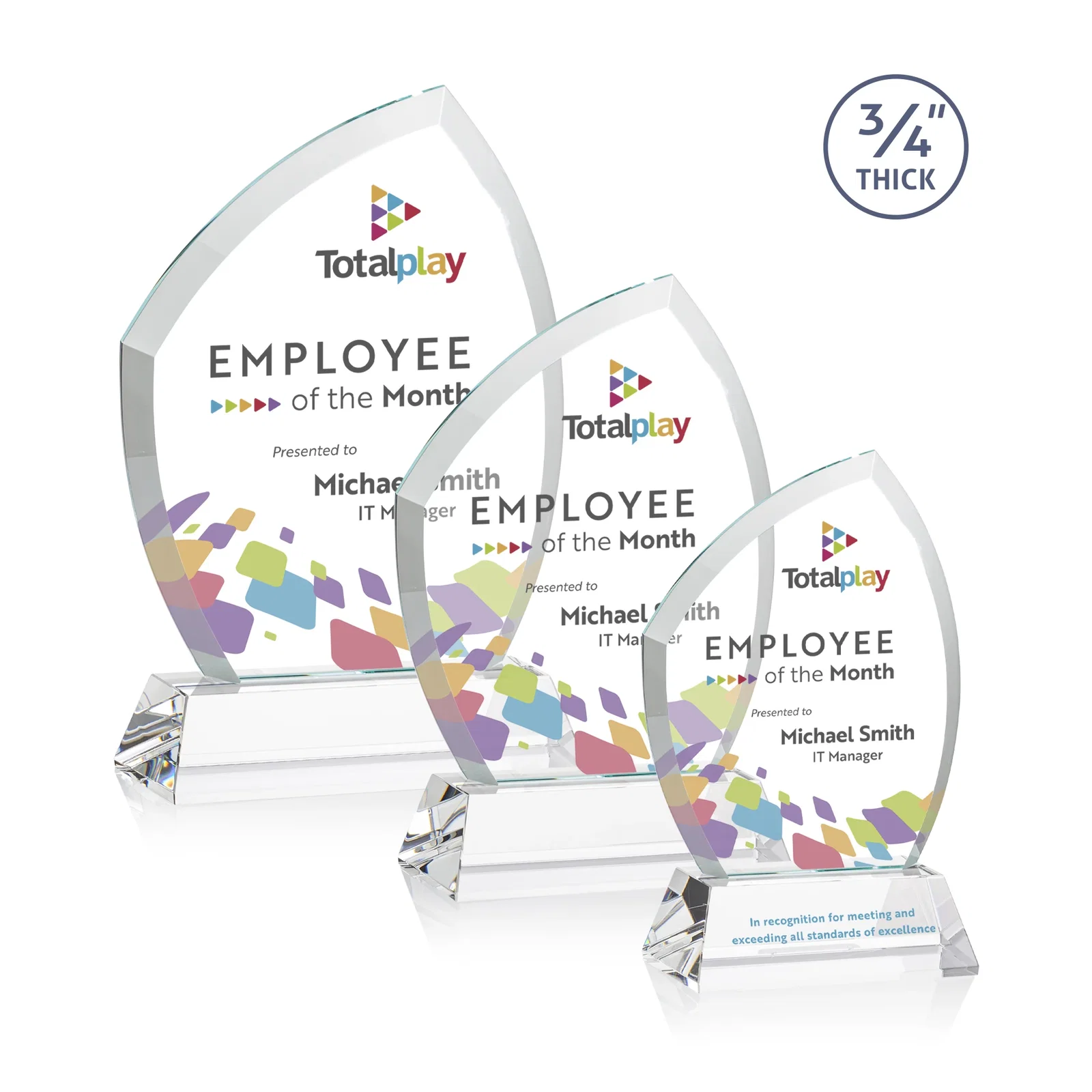 Promotional Starfire Crystal Peak Award on Tall Tapered Base, awards for graduation ceremonies