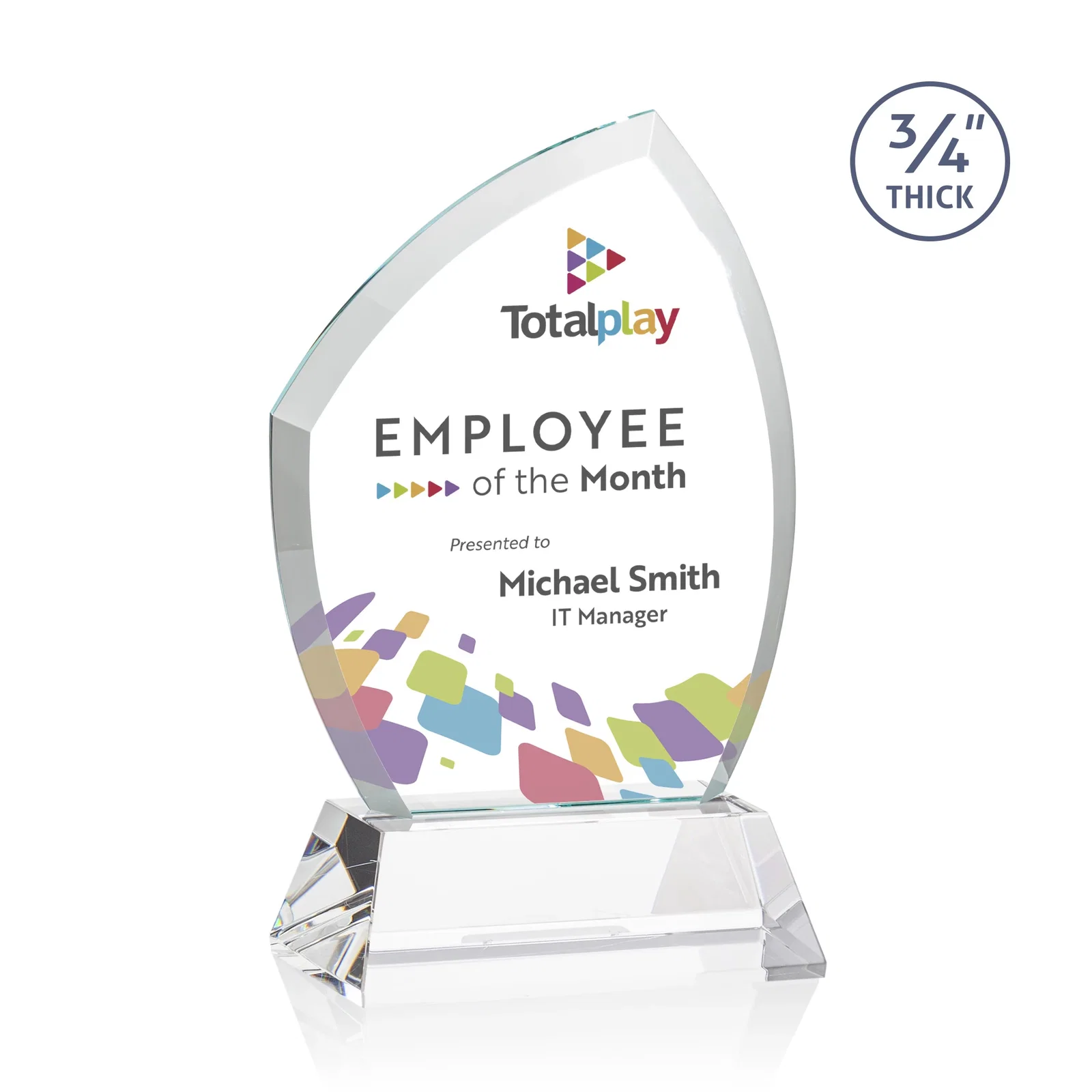 Promotional Starfire Crystal Peak Award on Tall Tapered Base, awards for safety achievement programs
