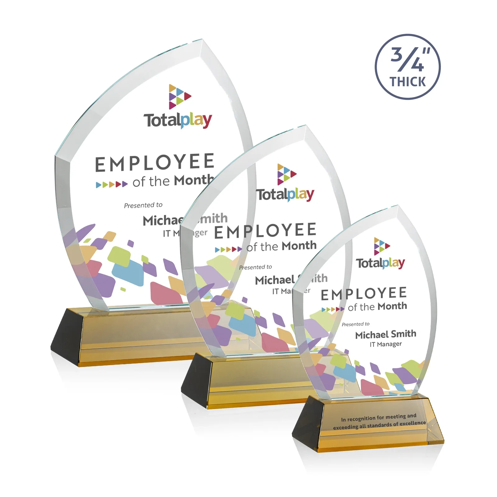 Promotional Starfire Crystal Peak Award on Tall Tapered Base, awards for company anniversary events