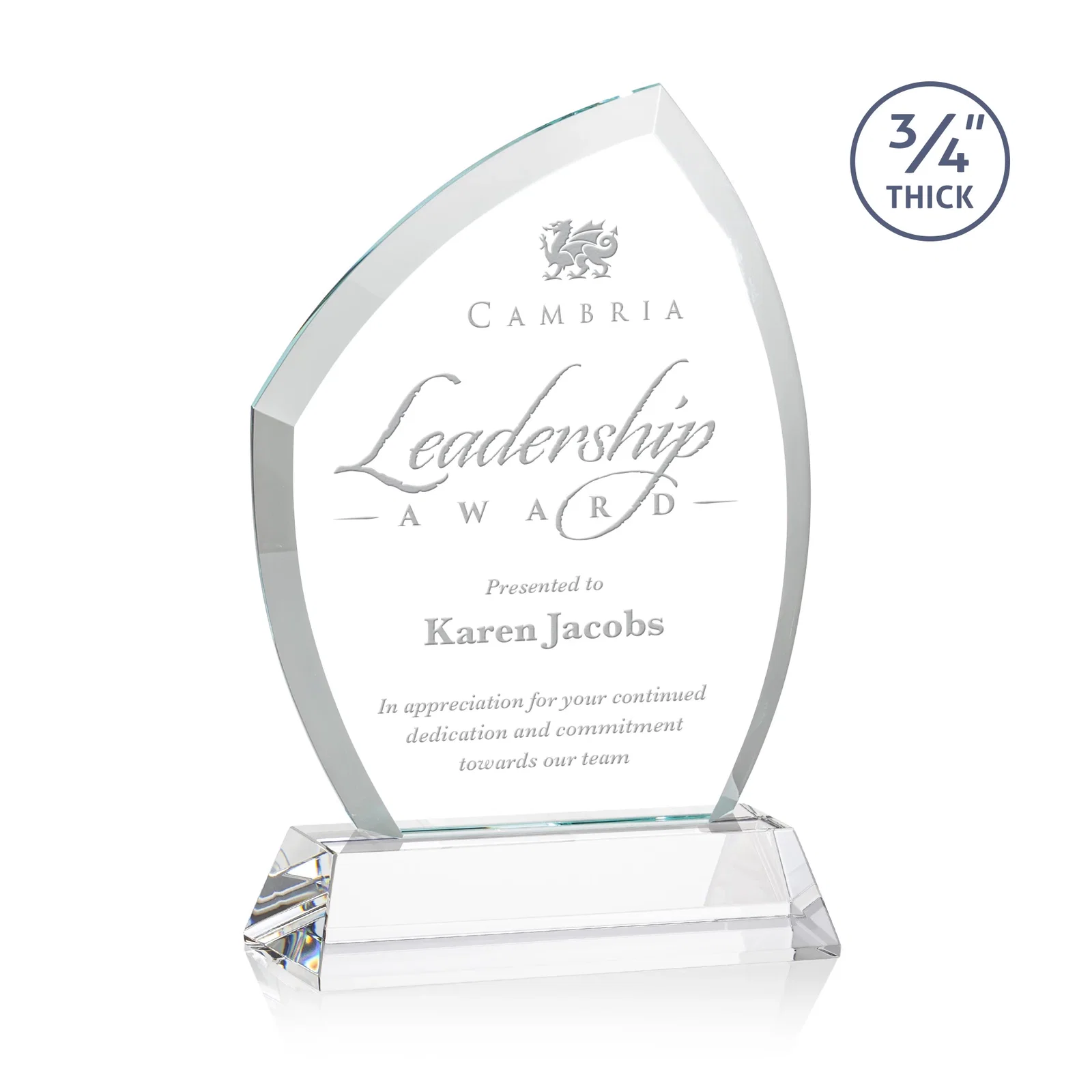 Custom Starfire Crystal Peak Award on Tall Tapered Base, awards for sales achievement awards