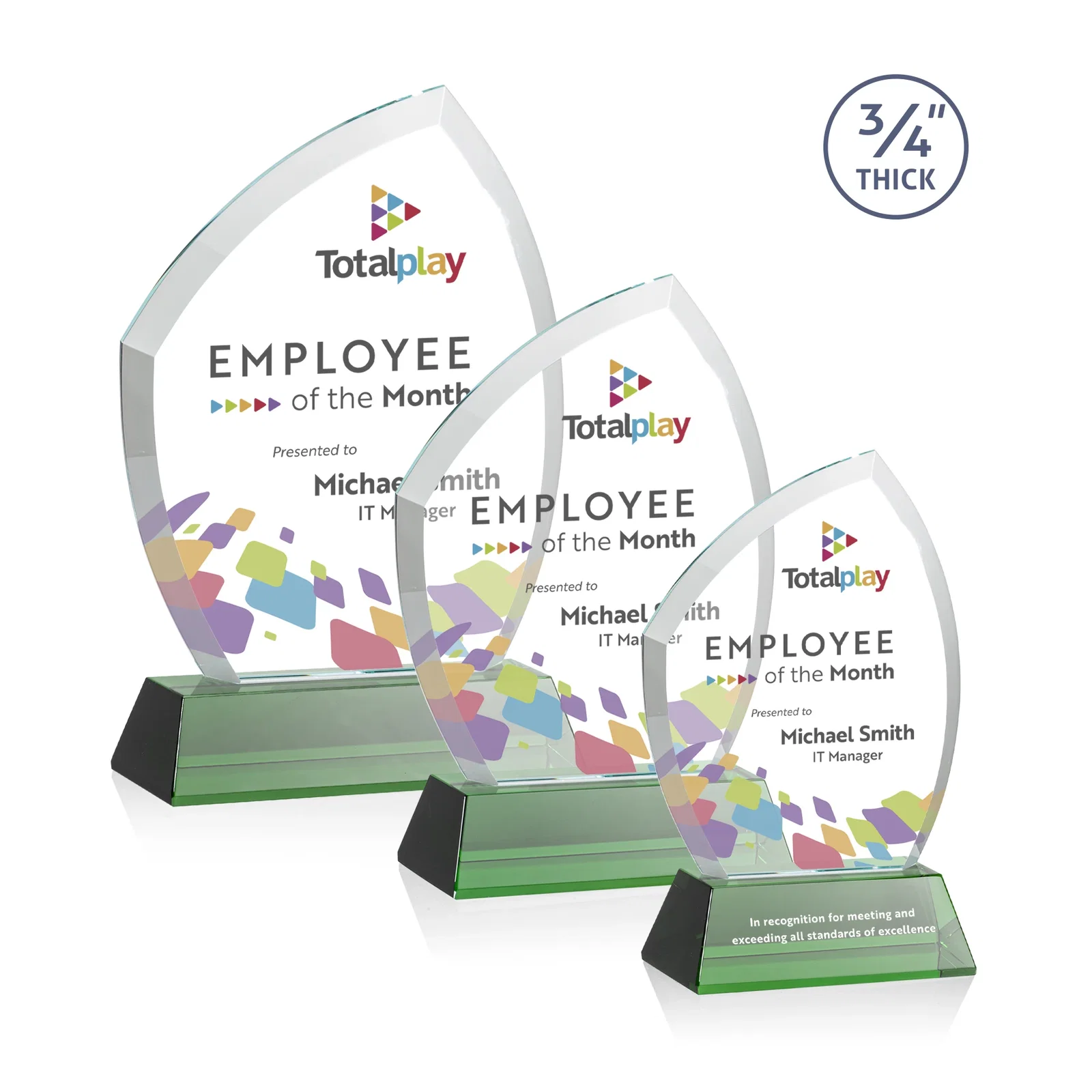 Branded Starfire Crystal Peak Award on Tall Tapered Base, awards for sales achievement awards
