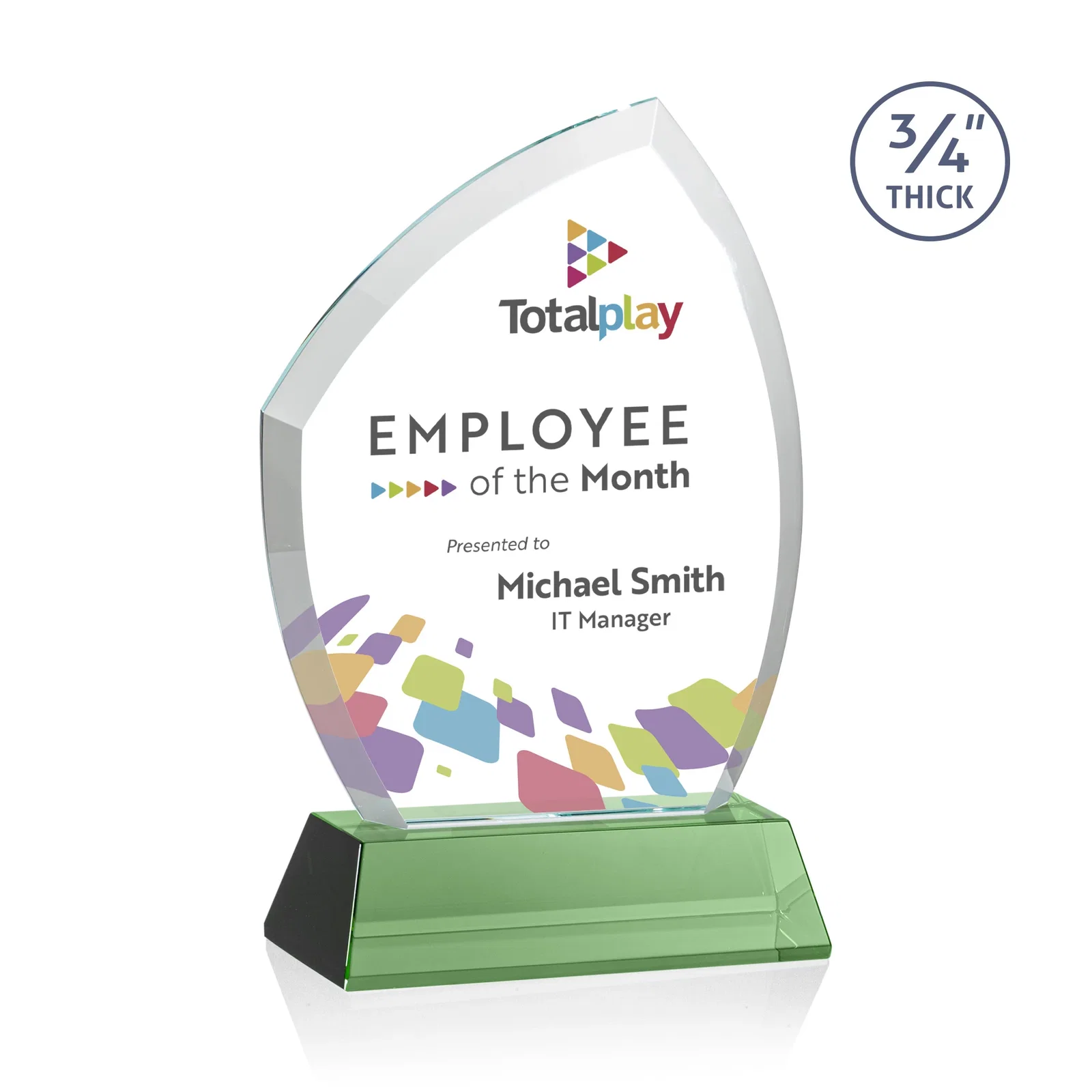 Branded Starfire Crystal Peak Award on Tall Tapered Base, awards for team milestone celebrations