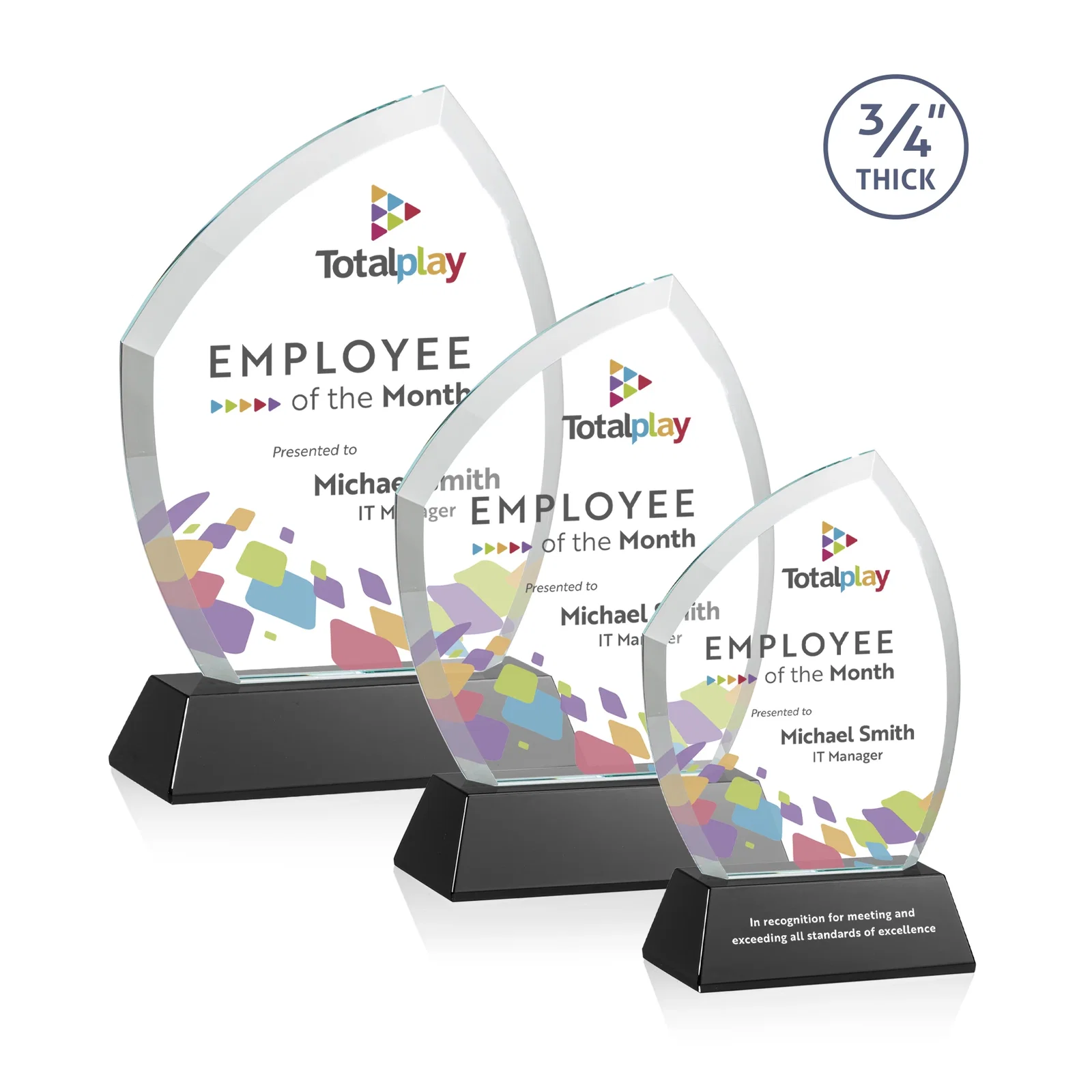 Branded Starfire Crystal Peak Award on Tall Tapered Base, awards for graduation ceremonies