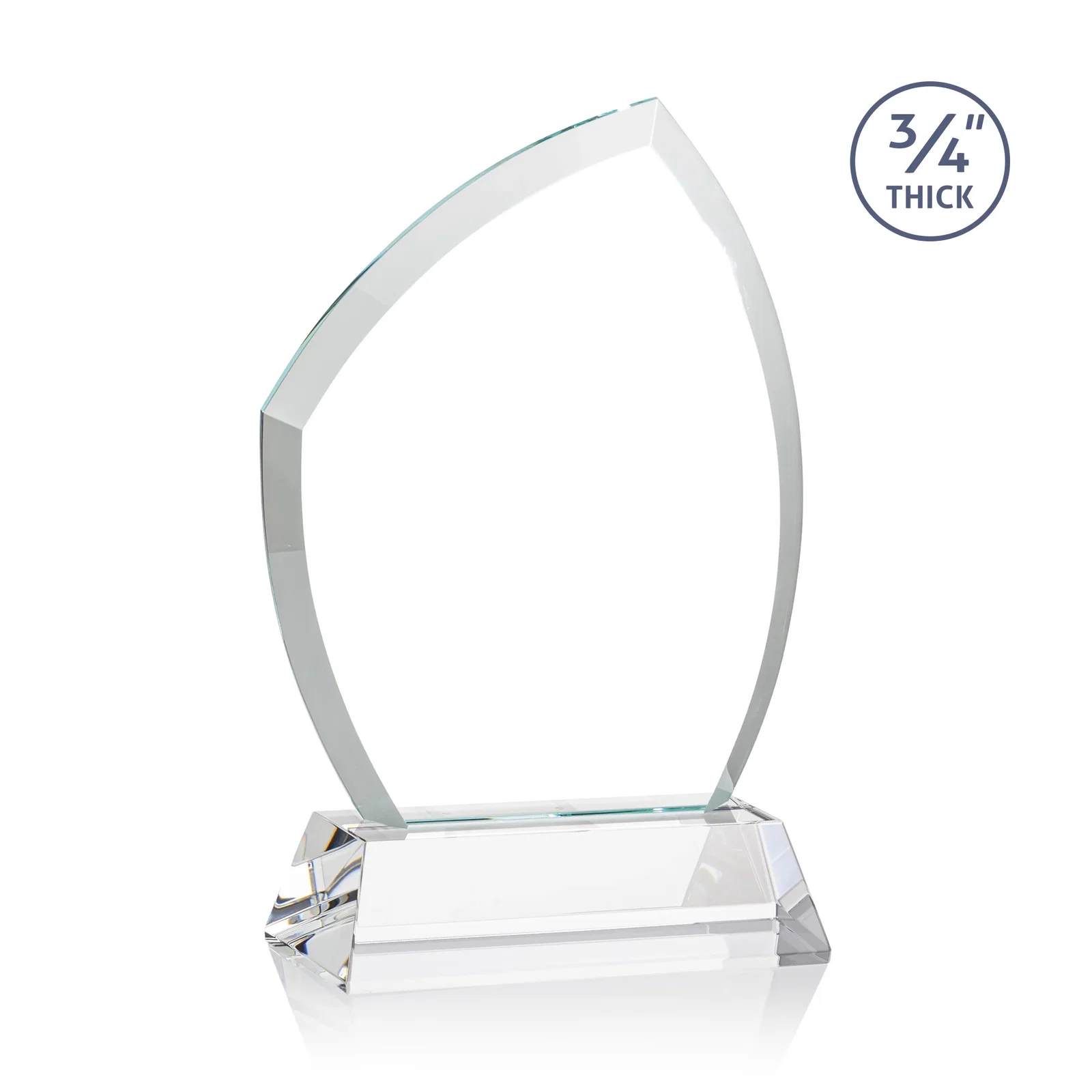 Custom engraved Starfire Crystal Peak Award on Tall Tapered Base, awards for employee recognition