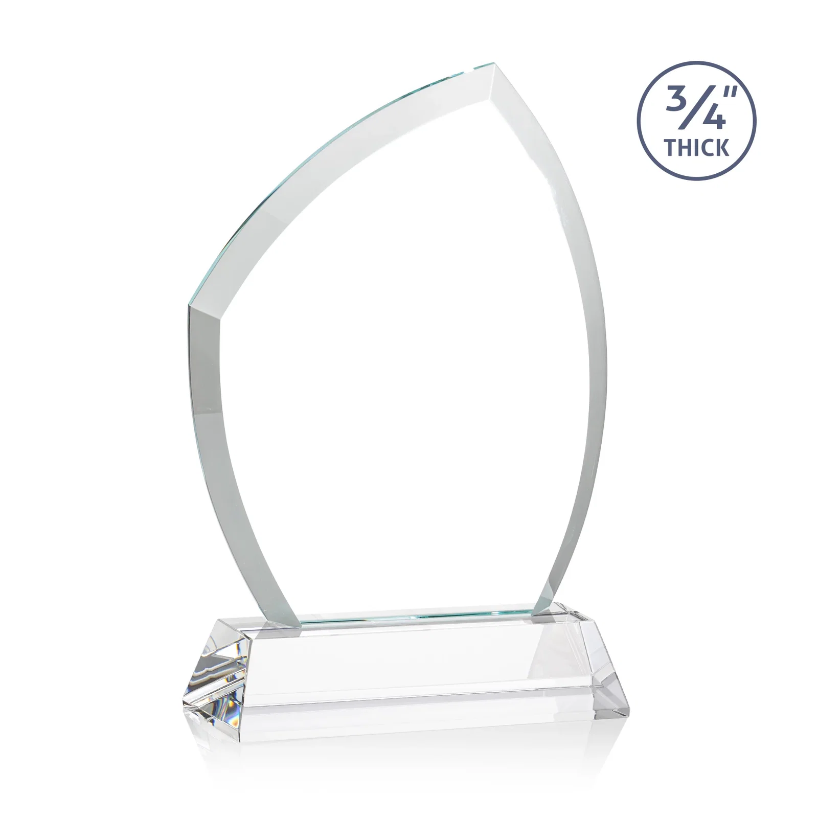 Custom engraved Starfire Crystal Peak Award on Tall Tapered Base, awards for corporate award ceremonies