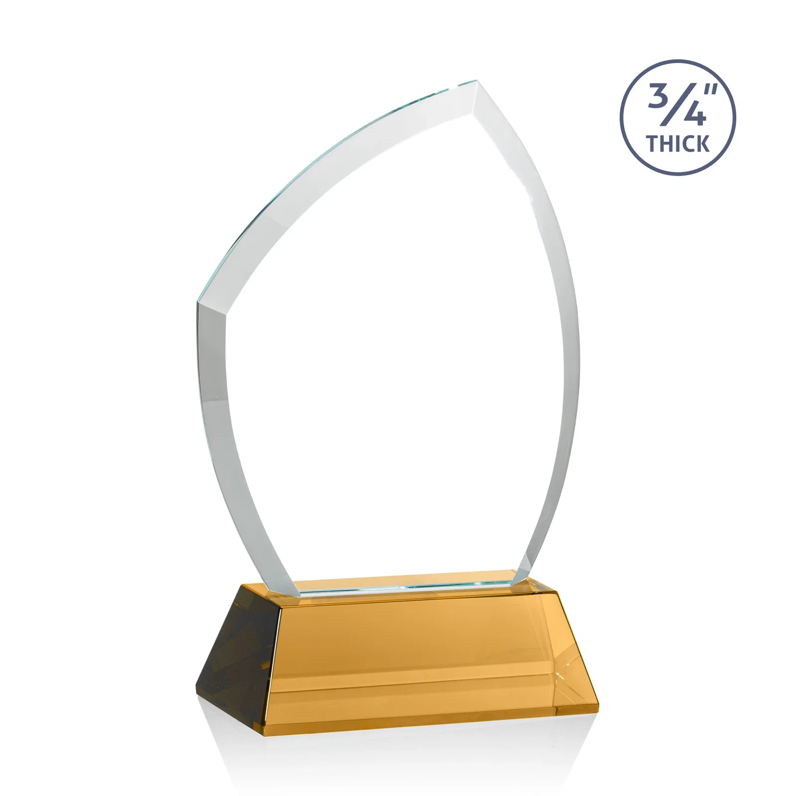 Custom engraved Starfire Crystal Peak Award on Tall Tapered Base, awards for service anniversary gifts