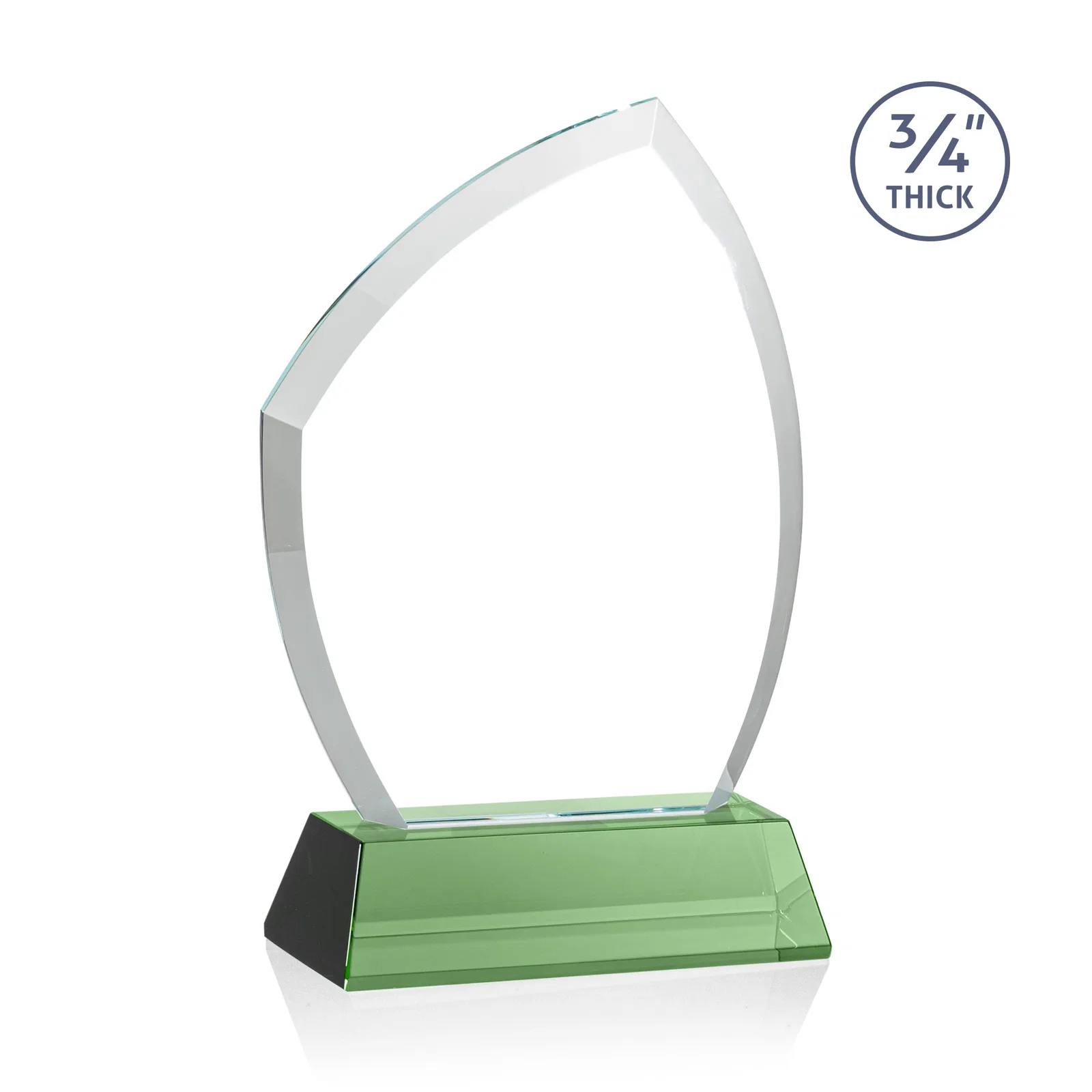 Custom engraved Starfire Crystal Peak Award on Tall Tapered Base, awards for donor appreciation