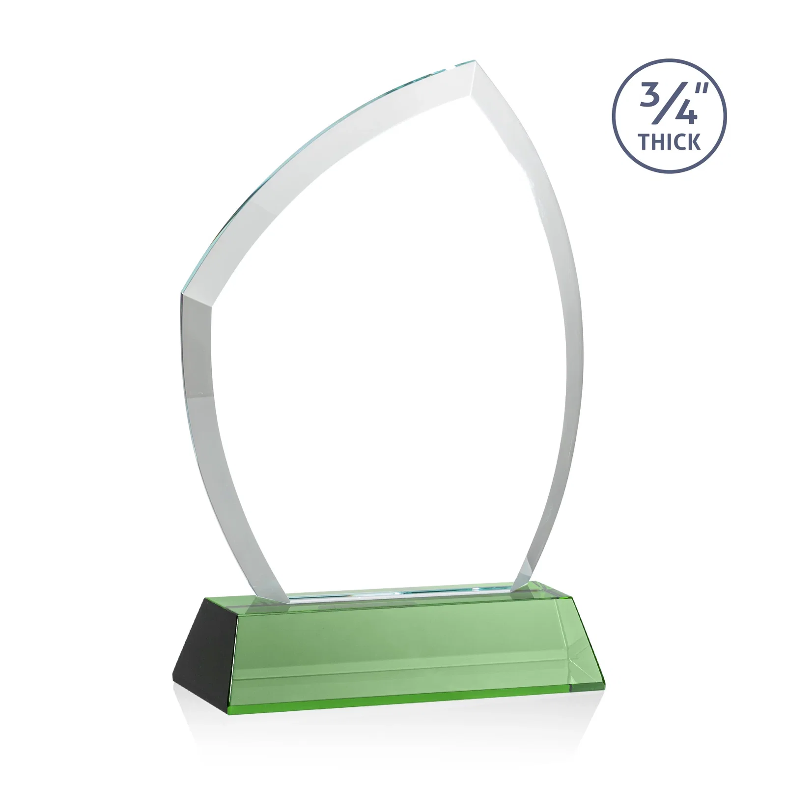 Custom engraved Starfire Crystal Peak Award on Tall Tapered Base, awards for graduation ceremonies