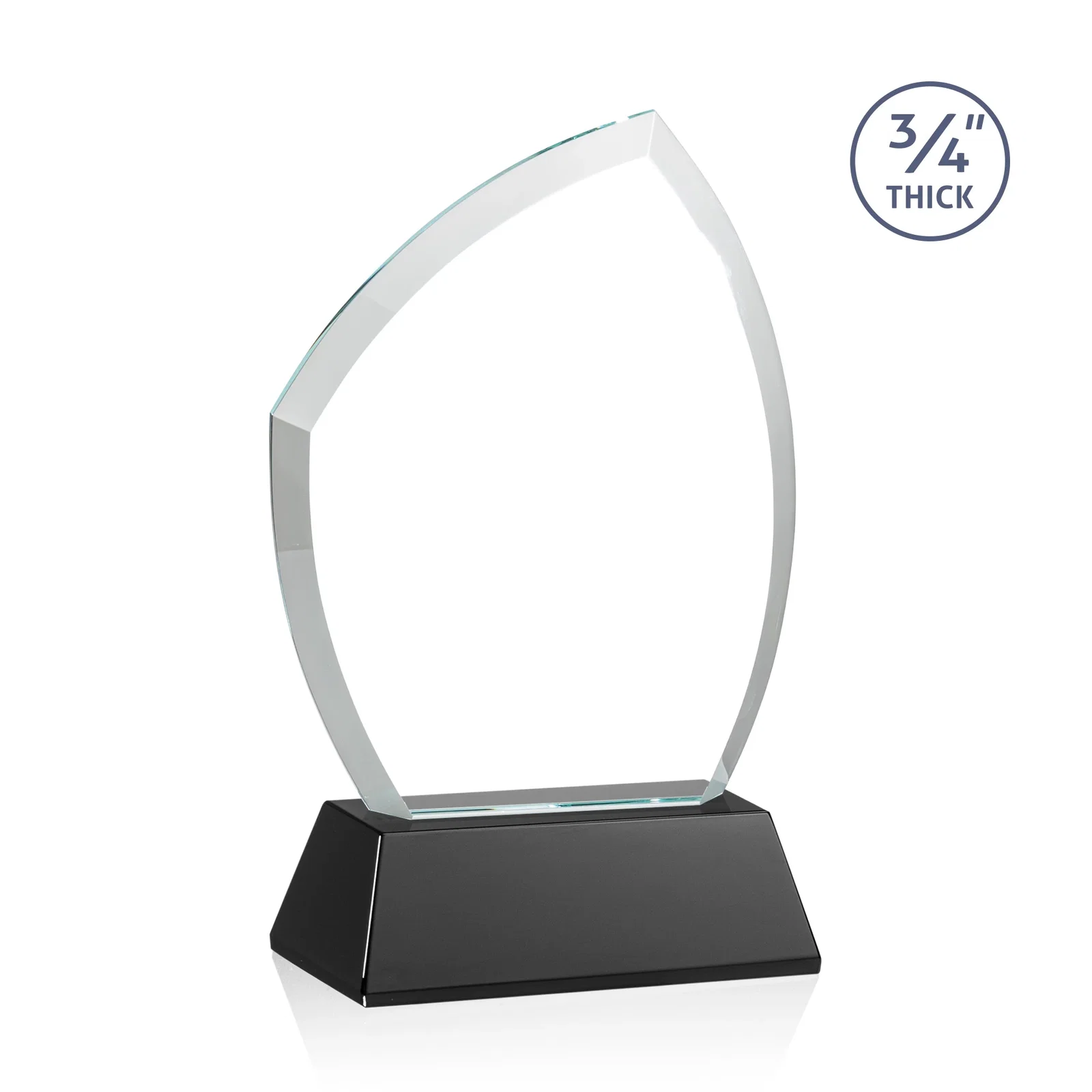 Custom engraved Starfire Crystal Peak Award on Tall Tapered Base, awards for safety achievement programs