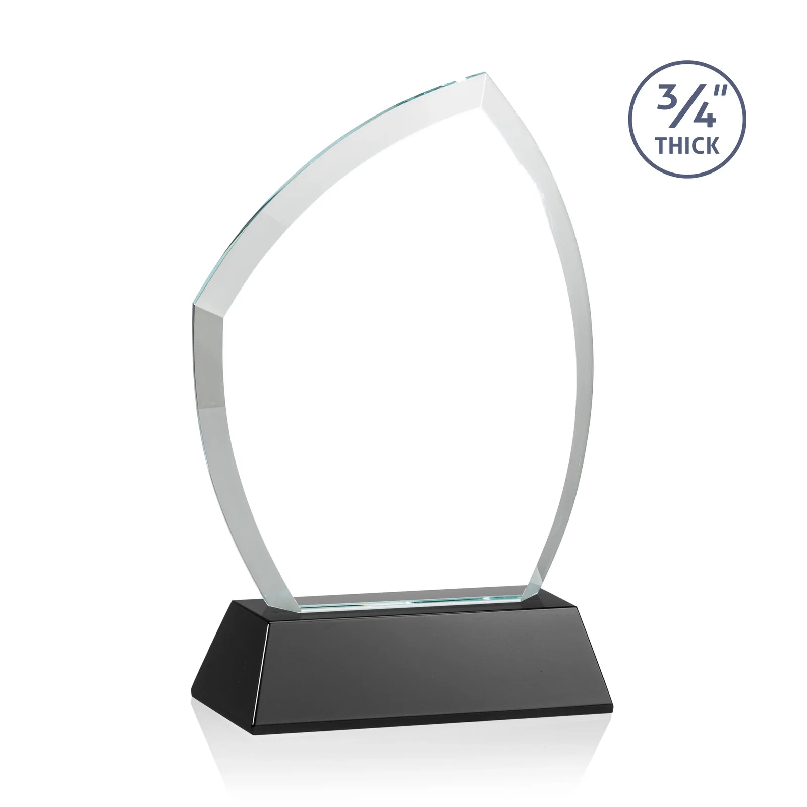 Custom engraved Starfire Crystal Peak Award on Tall Tapered Base, awards for volunteer appreciation