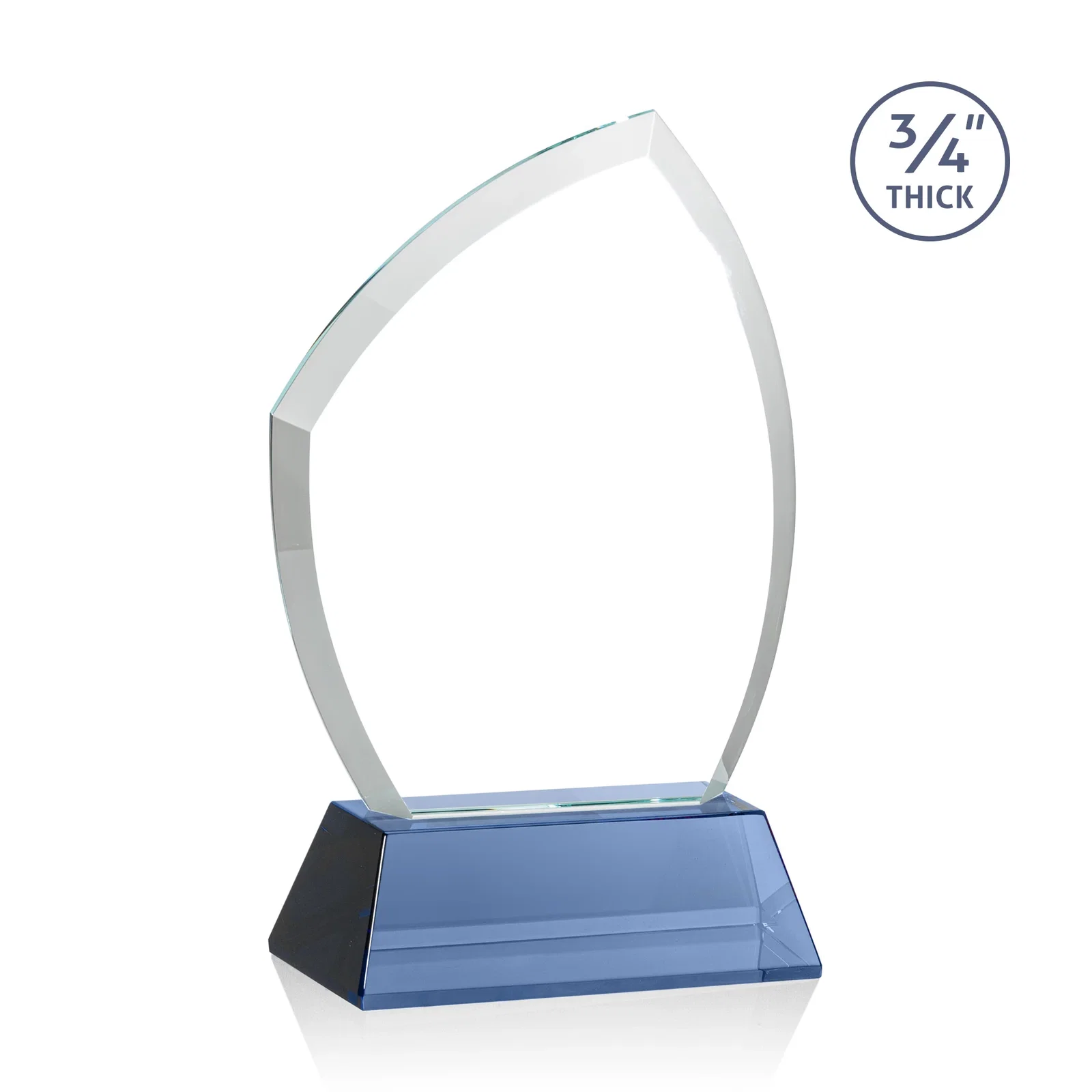 Custom engraved Starfire Crystal Peak Award on Tall Tapered Base, awards for company anniversary events