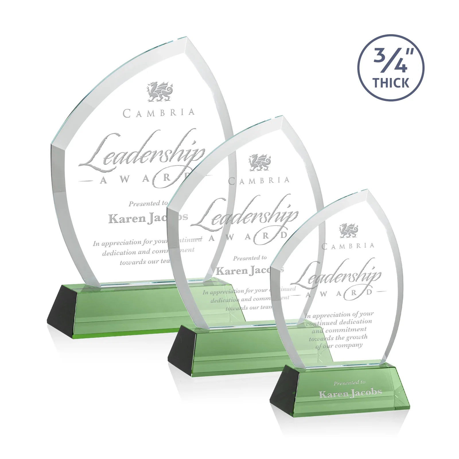 Custom Starfire Crystal Peak Award on Tall Tapered Base, awards for safety achievement programs