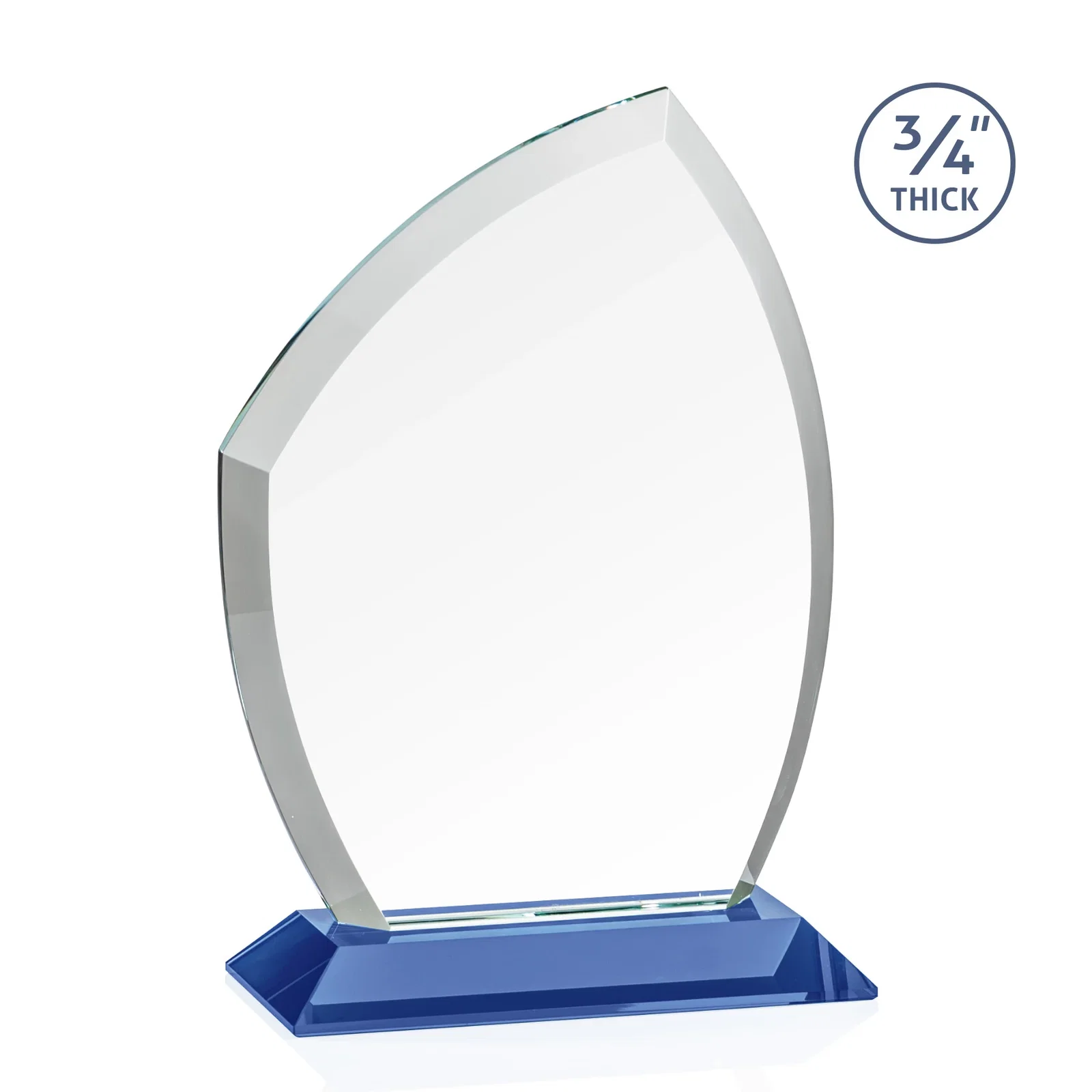 Promotional Starfire Crystal Peak Award on Eight-Color Mitered Base, with your logo for employee recognition