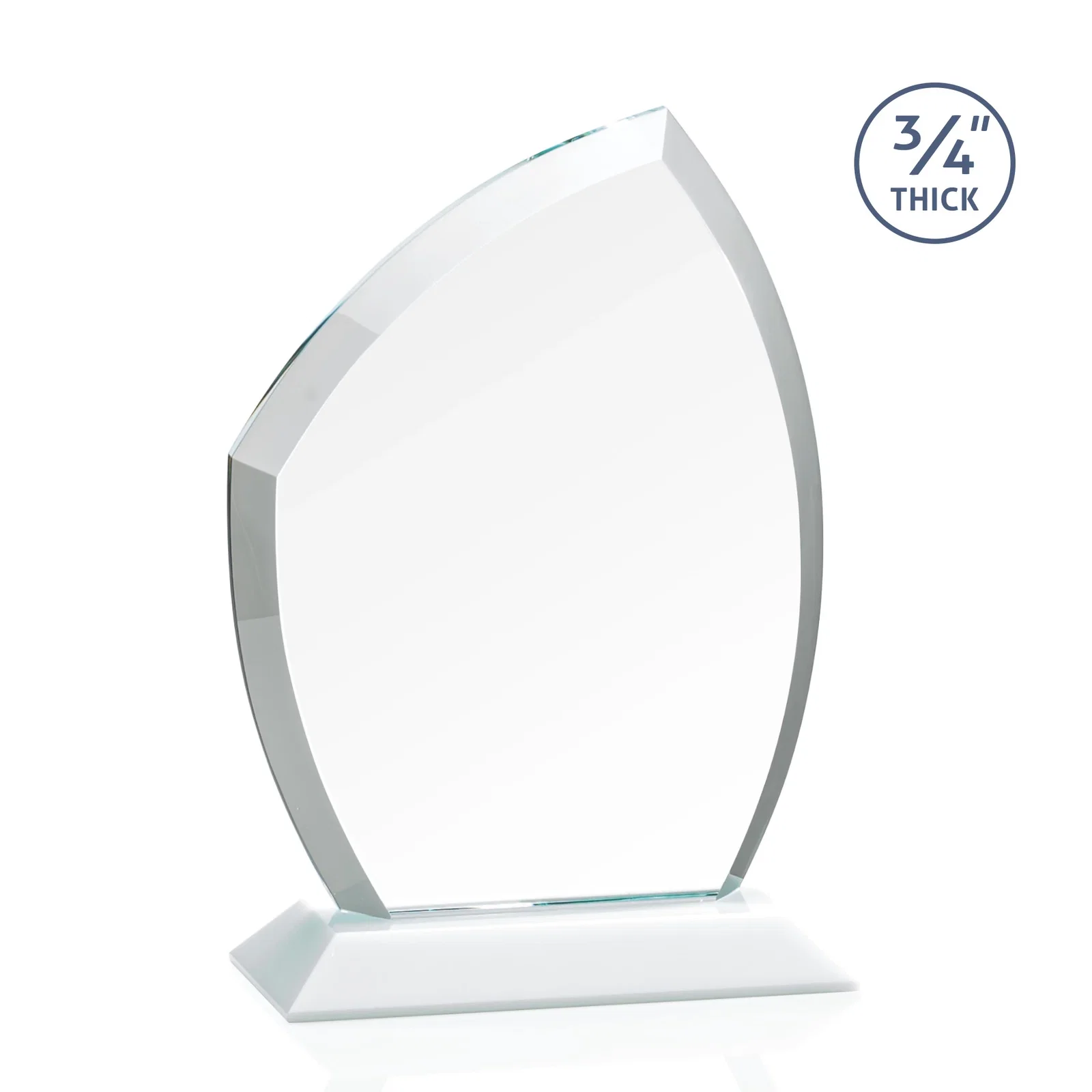 Promotional Starfire Crystal Peak Award on Eight-Color Mitered Base, with your logo for service anniversary gifts