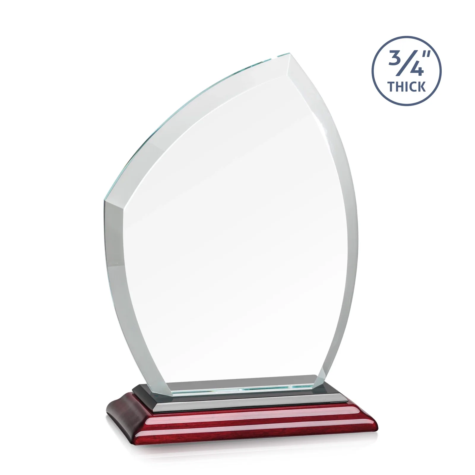Promotional Starfire Crystal Peak Award on Eight-Color Mitered Base, with your logo for retirement presentations