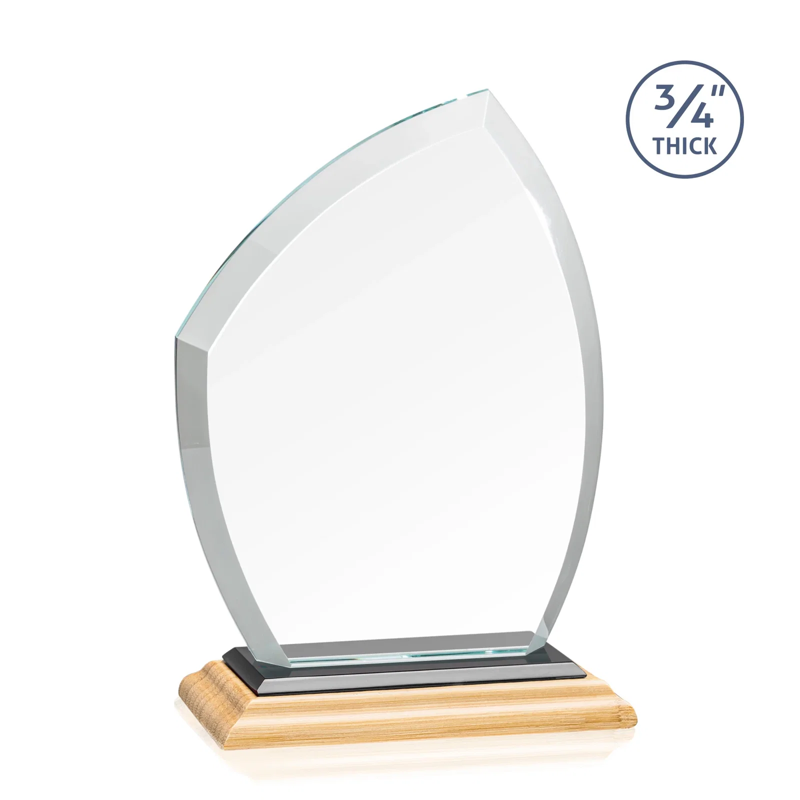 Promotional Starfire Crystal Peak Award on Eight-Color Mitered Base, with your logo for graduation ceremonies