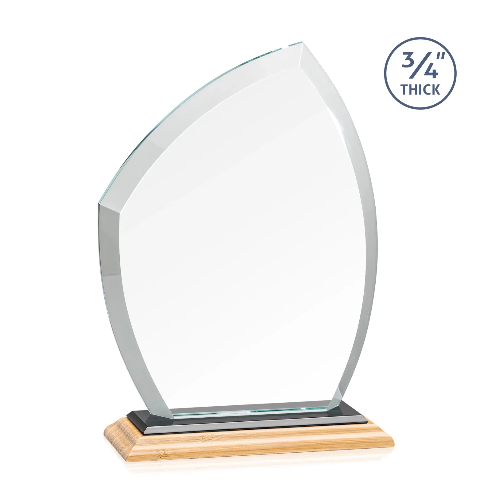Promotional Starfire Crystal Peak Award on Eight-Color Mitered Base, with your logo for volunteer appreciation