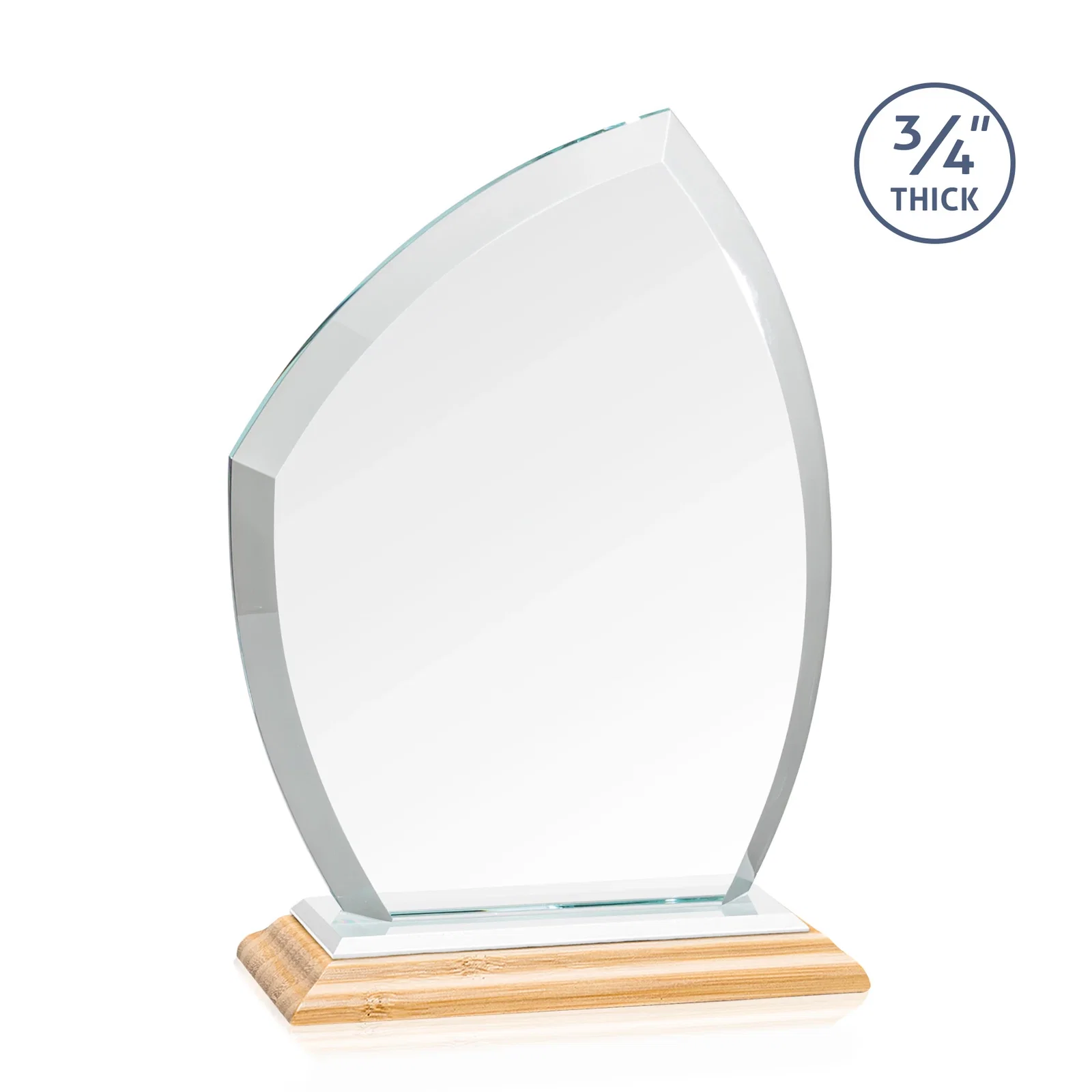 Promotional Starfire Crystal Peak Award on Eight-Color Mitered Base, with your logo for company anniversary events