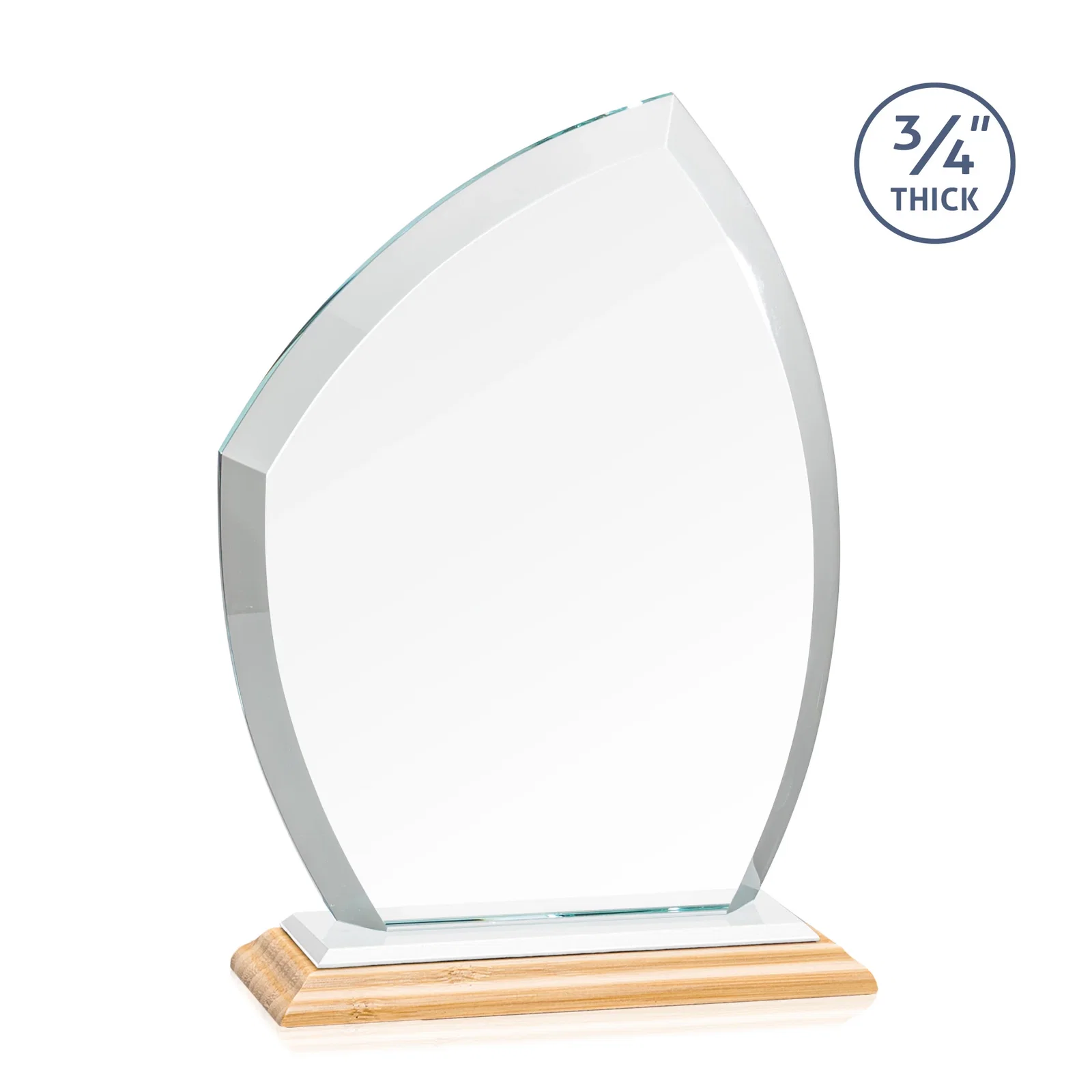Branded Starfire Crystal Peak Award on Eight-Color Mitered Base, with your logo for employee recognition