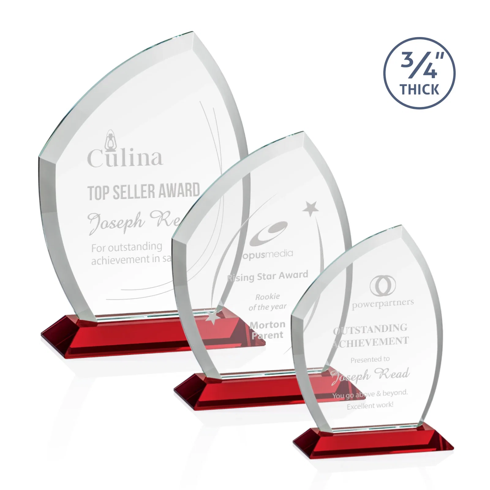 Personalized Starfire Crystal Peak Award on Eight-Color Mitered Base for safety achievement programs