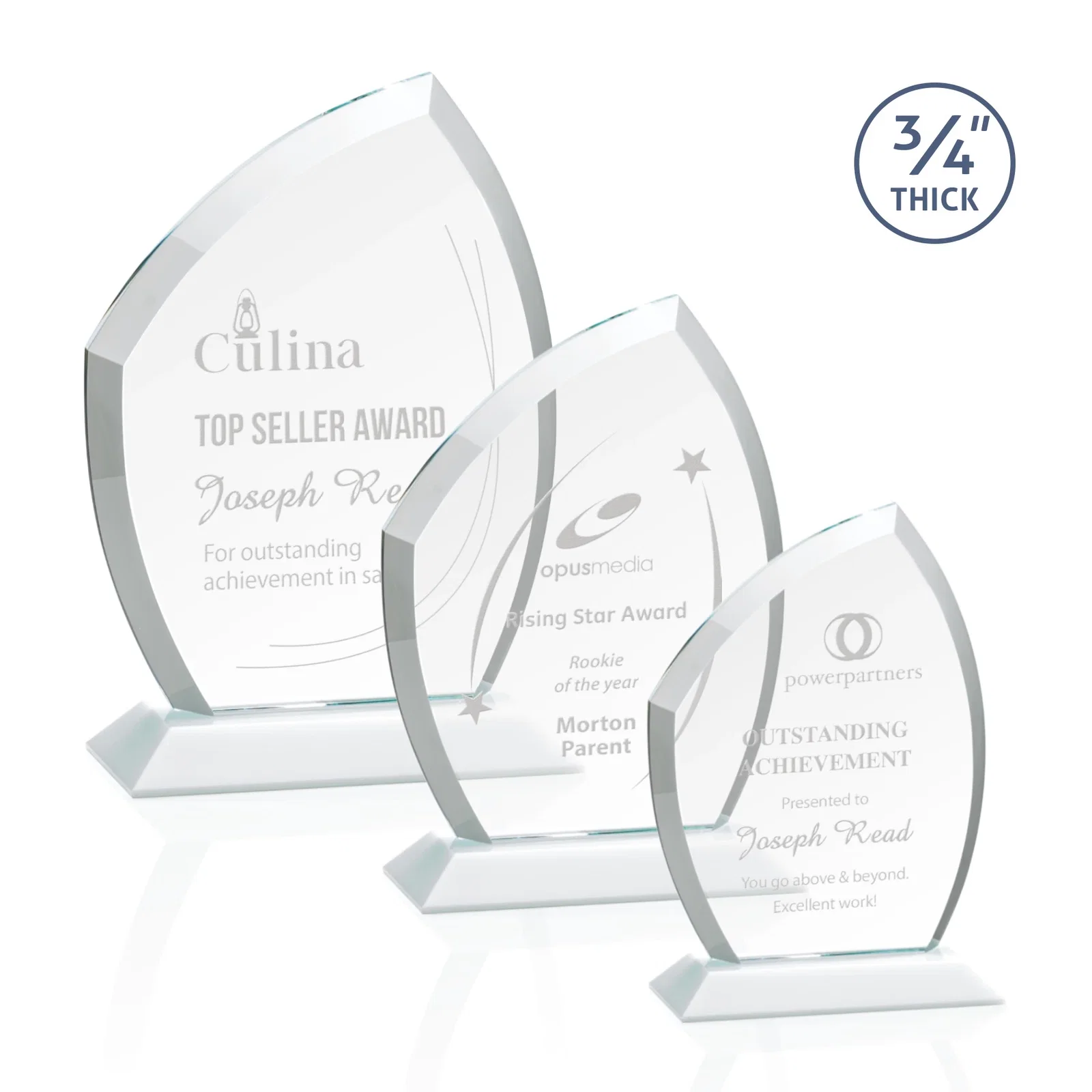 Promotional Starfire Crystal Peak Award on Eight-Color Mitered Base for retirement presentations
