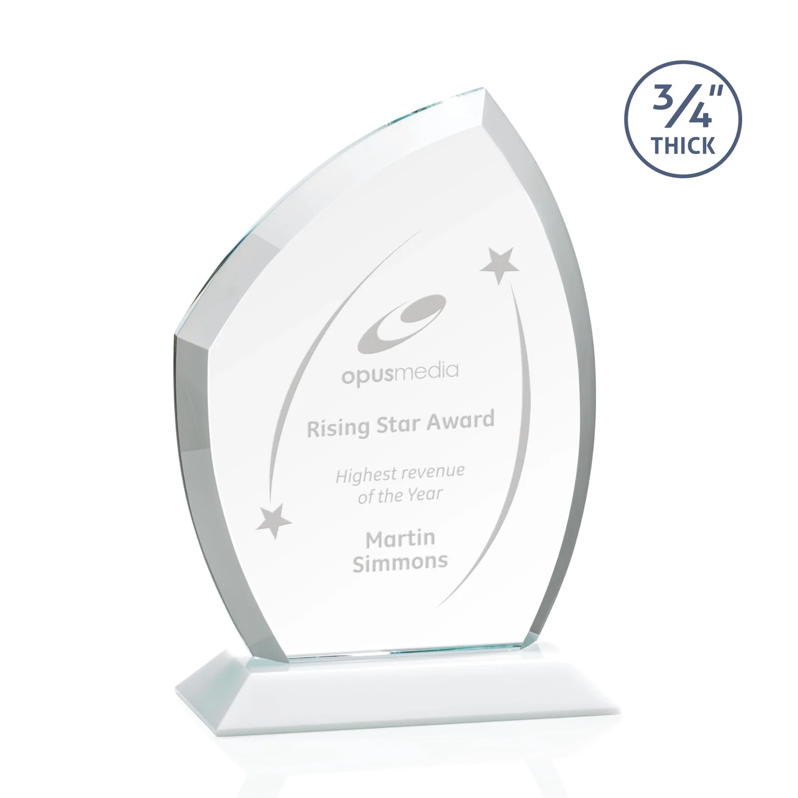 Promotional Starfire Crystal Peak Award on Eight-Color Mitered Base for team milestone celebrations