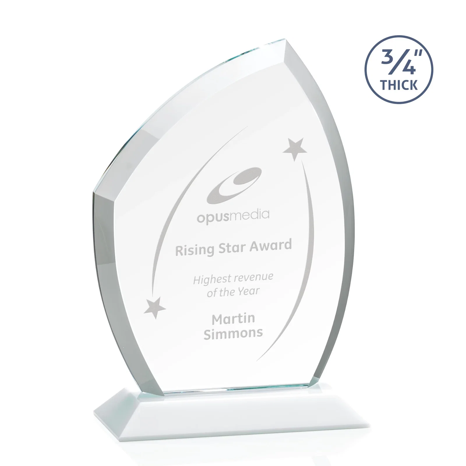 Promotional Starfire Crystal Peak Award on Eight-Color Mitered Base for graduation ceremonies