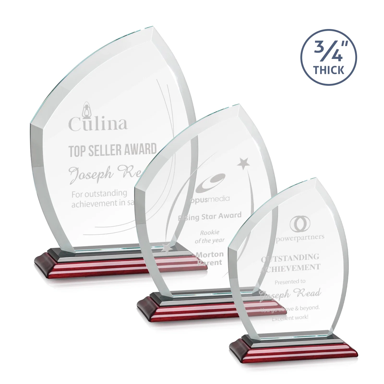 Promotional Starfire Crystal Peak Award on Eight-Color Mitered Base for safety achievement programs