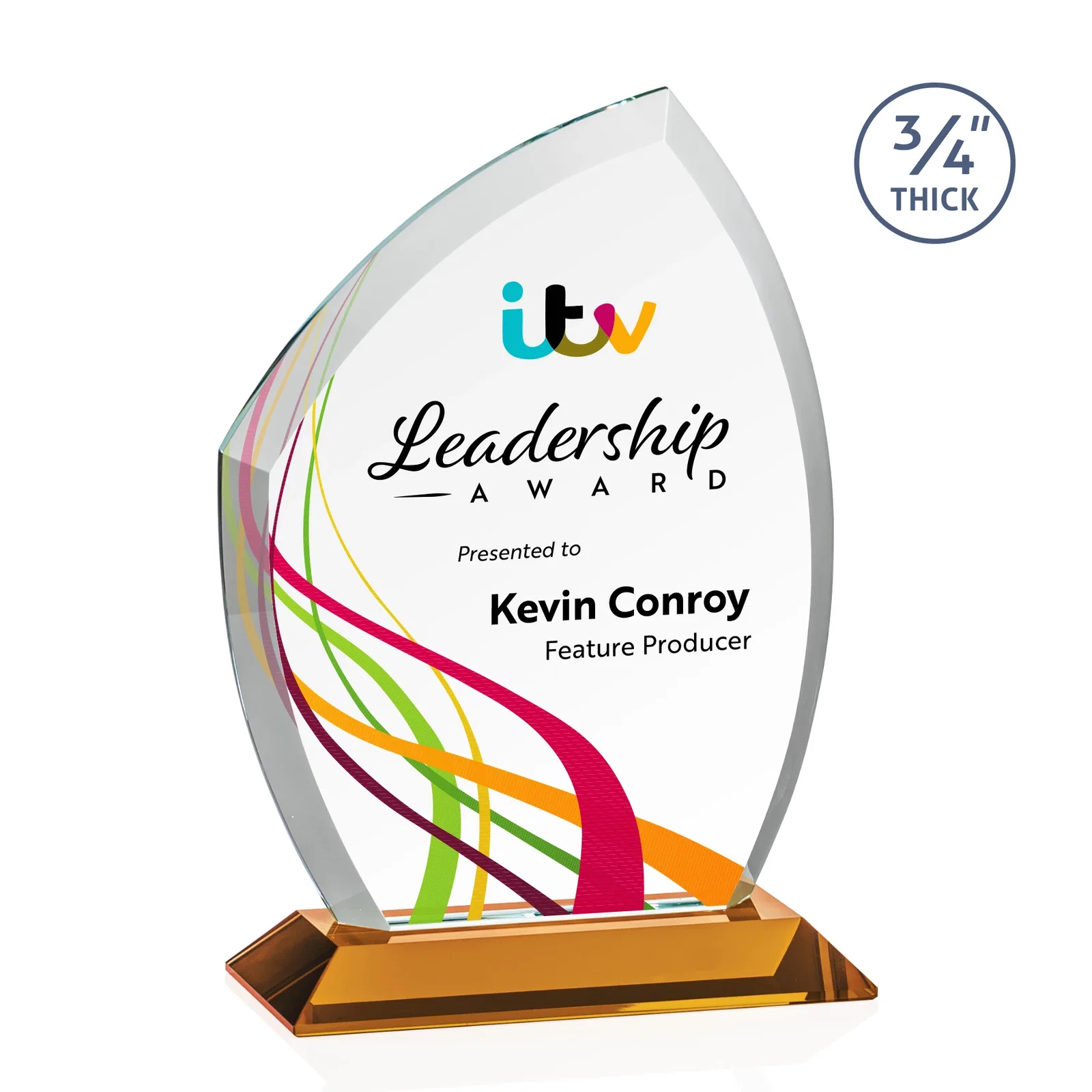 Branded Starfire Crystal Peak Award on Eight-Color Mitered Base for graduation ceremonies
