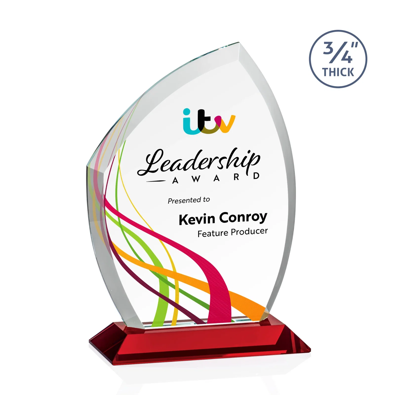 Customized Starfire Crystal Peak Award on Eight-Color Mitered Base for corporate award ceremonies